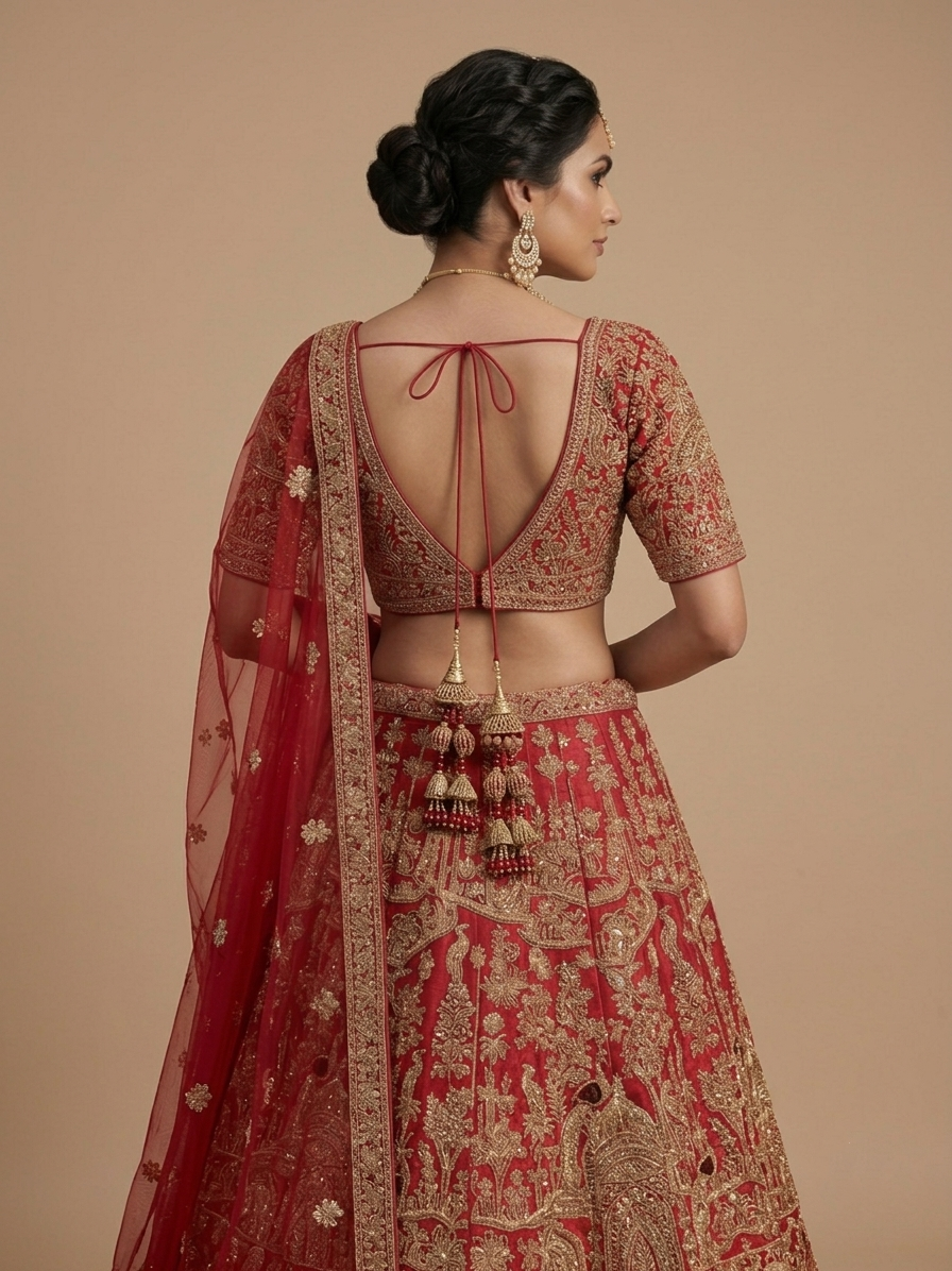 Red Zardozi Bridal Lehenga Choli – Style 10