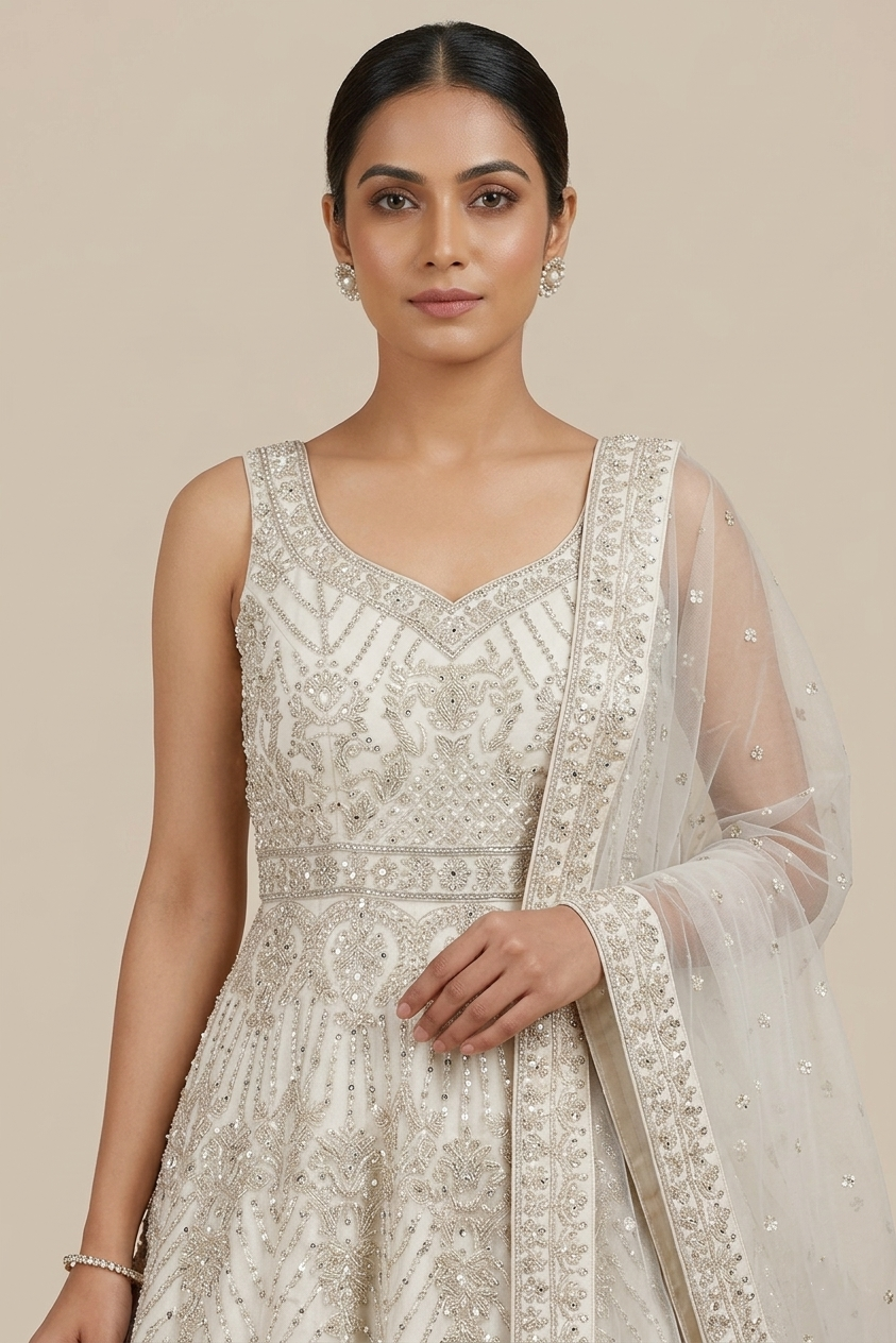 Off White Embroidered Lehenga Choli