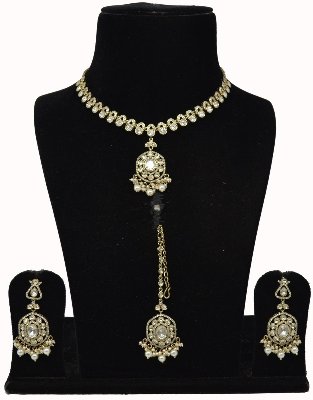 Clear Kundan Pendant Necklace Set