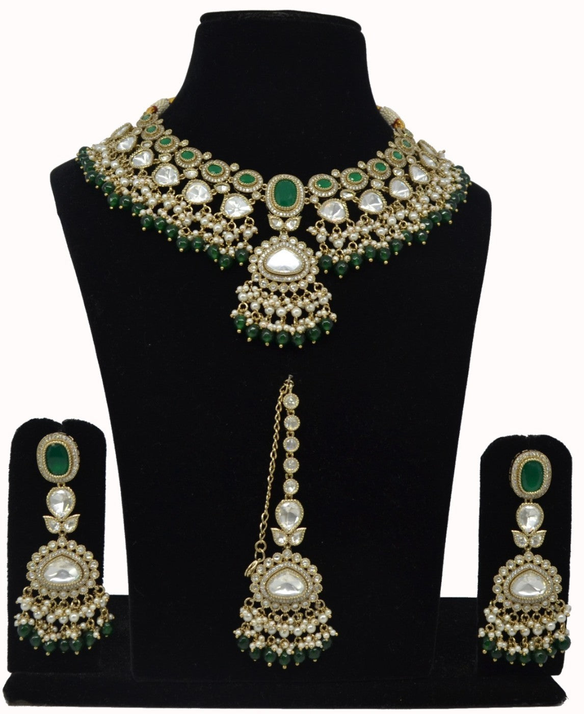 Green Pearl Kundan Bridal Necklace Set