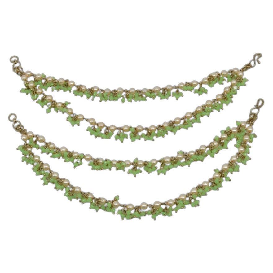 Green Bead Pearl Ear Chain (Kaanchain)