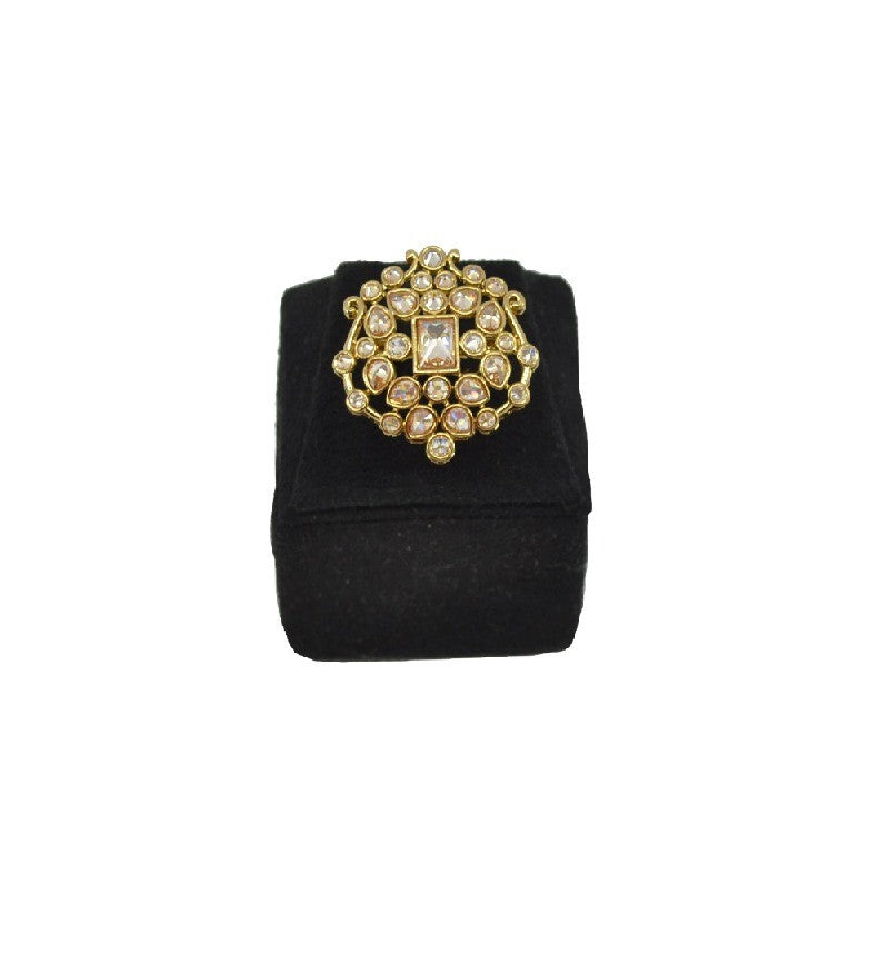 Kundan Cluster Diamond-Shape Ring
