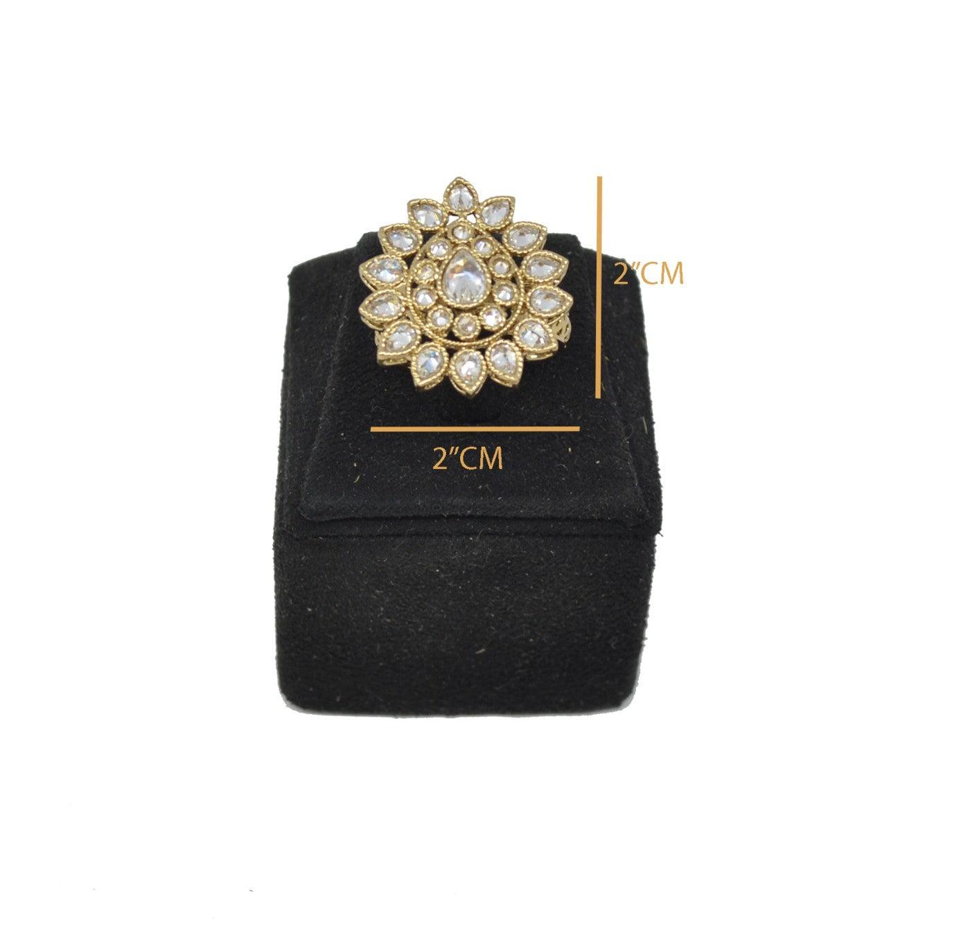 Kundan CZ Flower Statement Ring