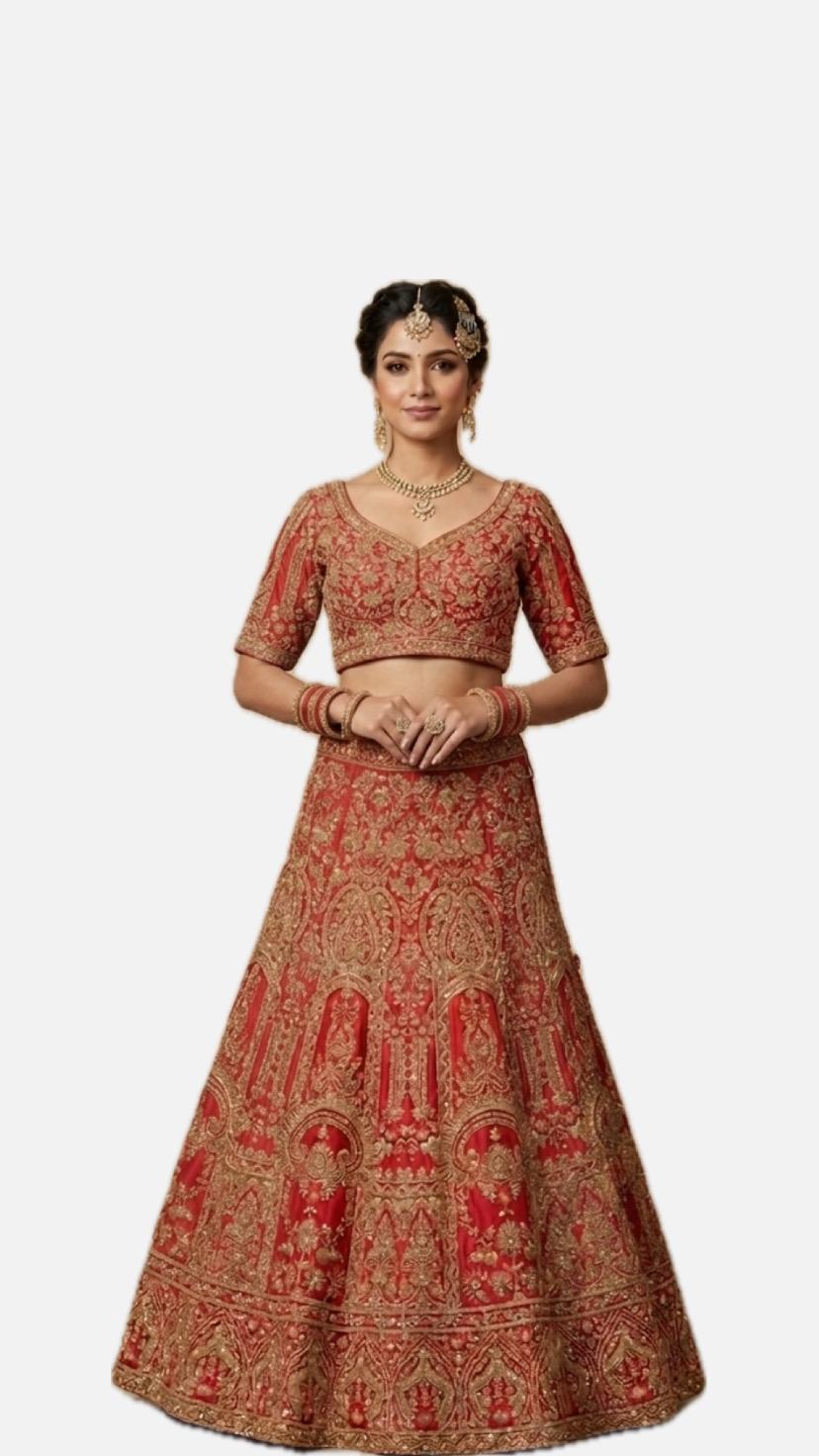 Red Zardozi Bridal Lehenga Choli – Style 20