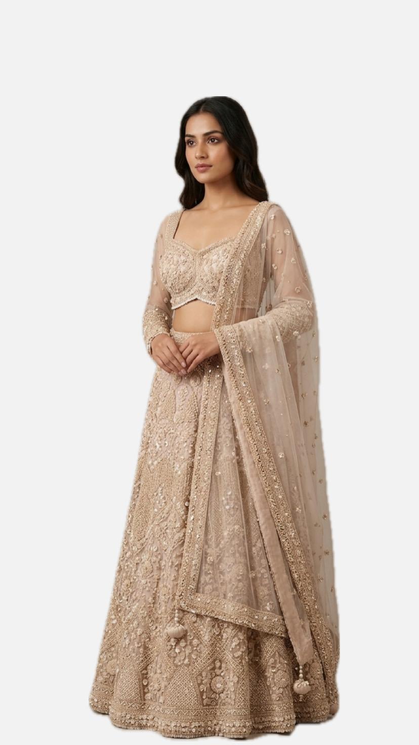 Beige Embroidered Bridal Lehenga Choli – Style 28