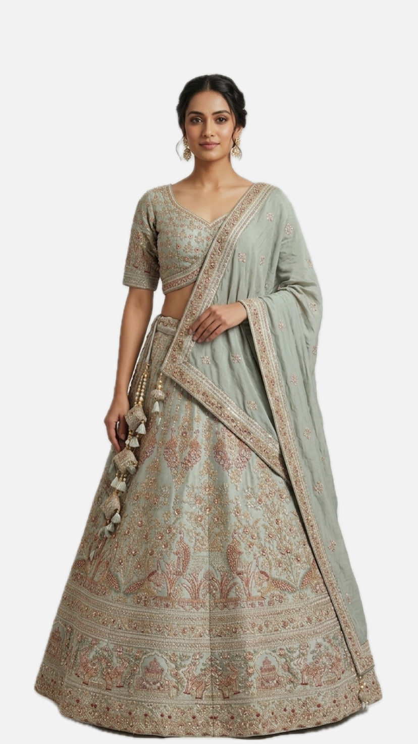 Pista Zardozi Bridal Lehenga Choli