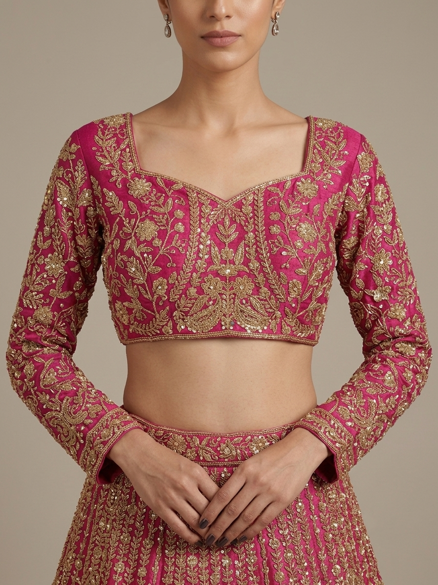 Pink Zardozi Bridal Lehenga Choli