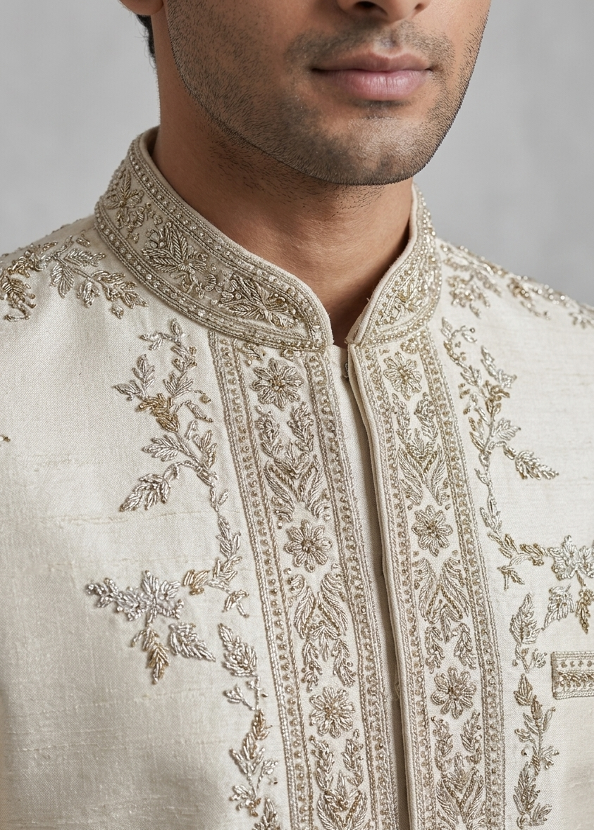 White Zardozi Sherwani