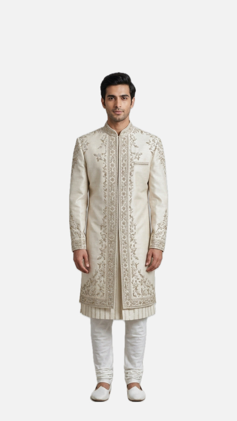 White Zardozi Sherwani