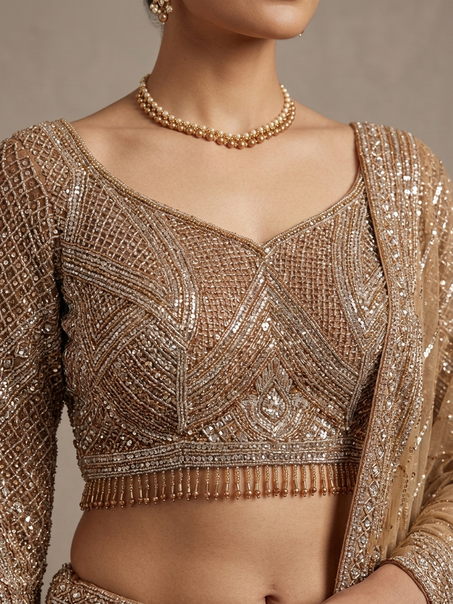 Copper Zardozi Bridal Lehenga Choli