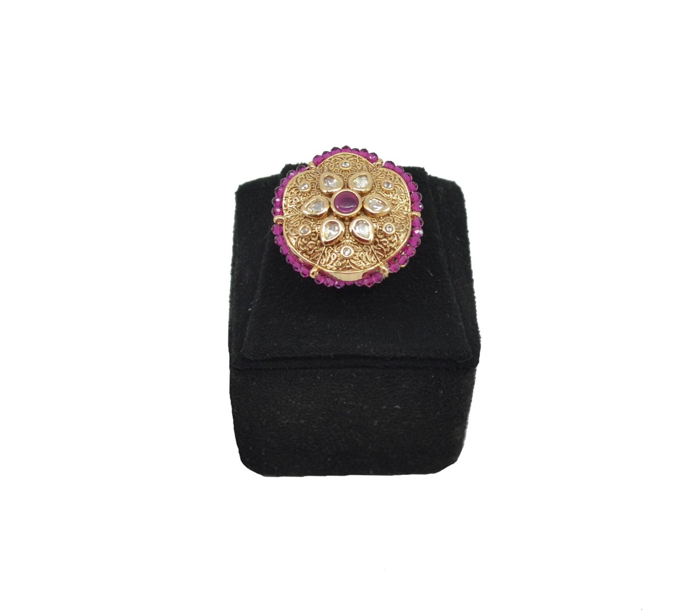Kundan Flower Adjustable Cocktail Ring