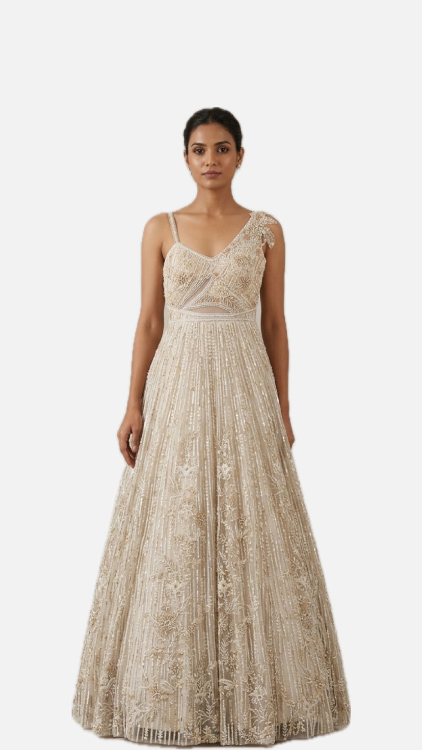 Off White Sequin Bridal Gown