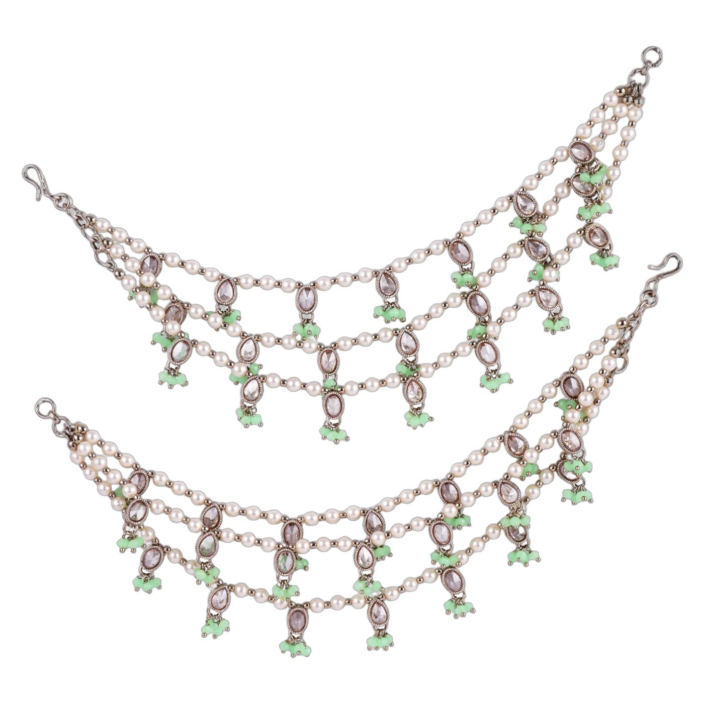 Kundan Bead Pearl Bridal Ear Chain (Kaanchain)
