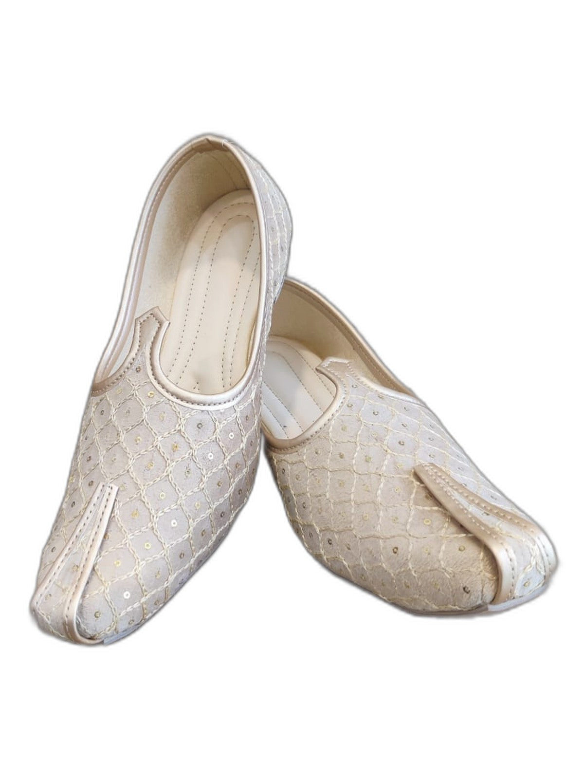 Cream Sequin Jaal Mojari