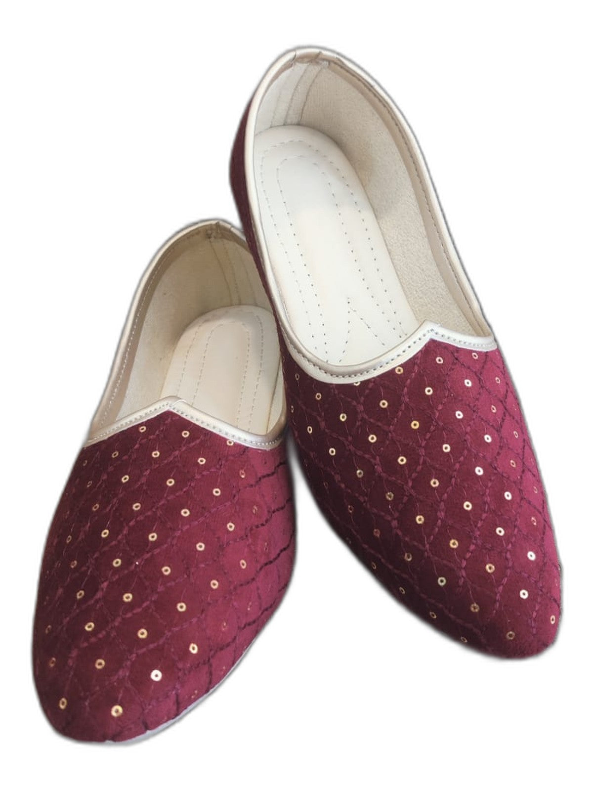 Maroon Sequin Jaal Mojari