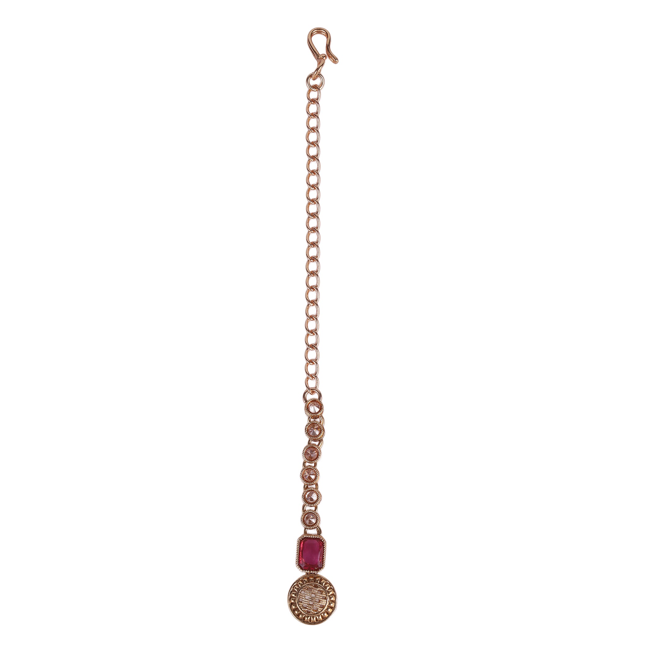 Round Shape Uncut Kundan Gold Plated Maang Tikka - Gold Maang Tikka by Yashwanti London