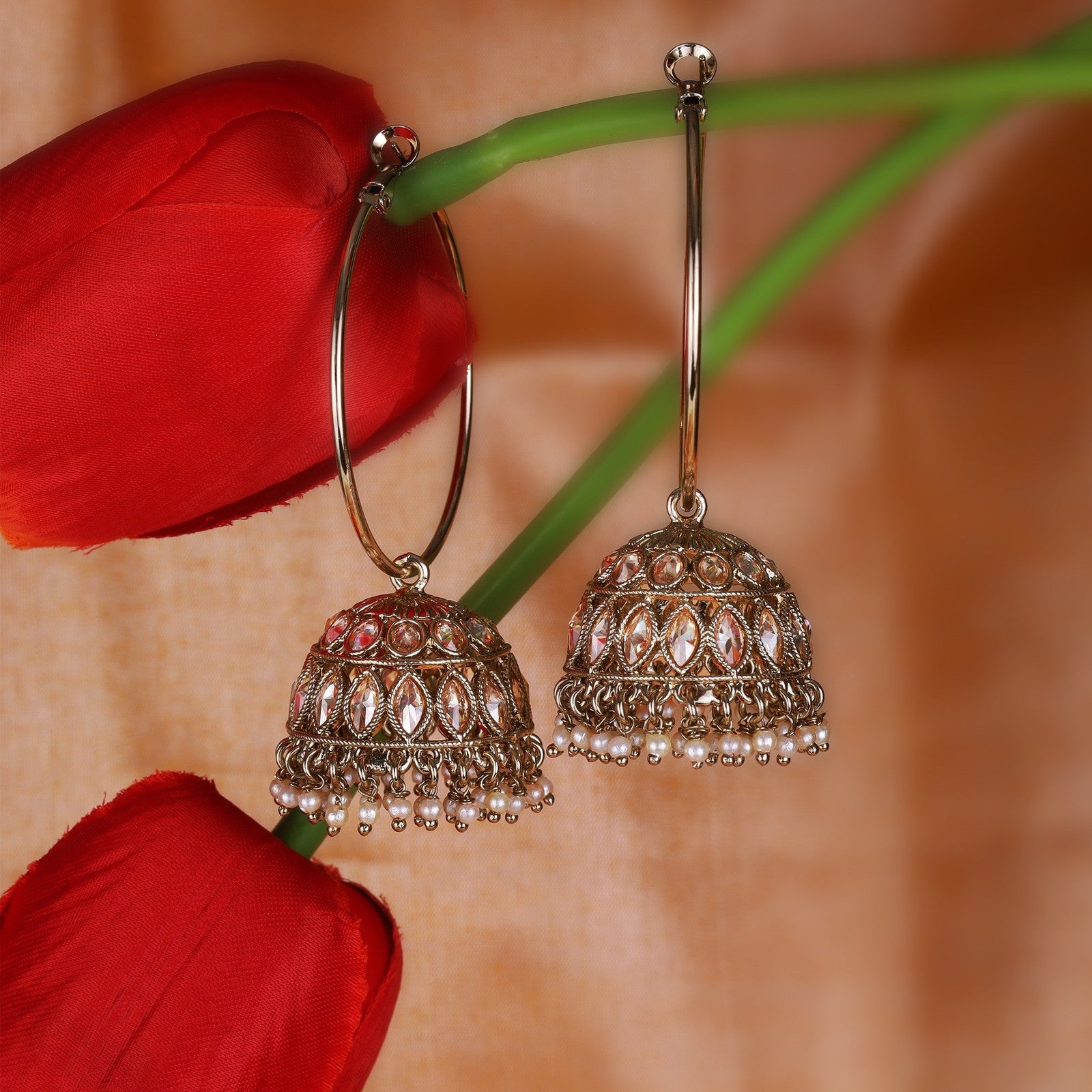 Brown Pearl Noor Jhumki Earrings