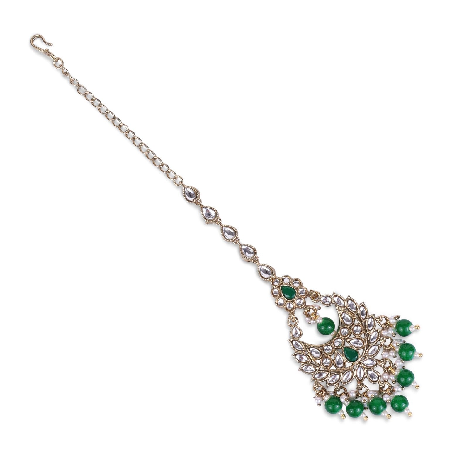 Green Kundan Zeenat Maang Tikka