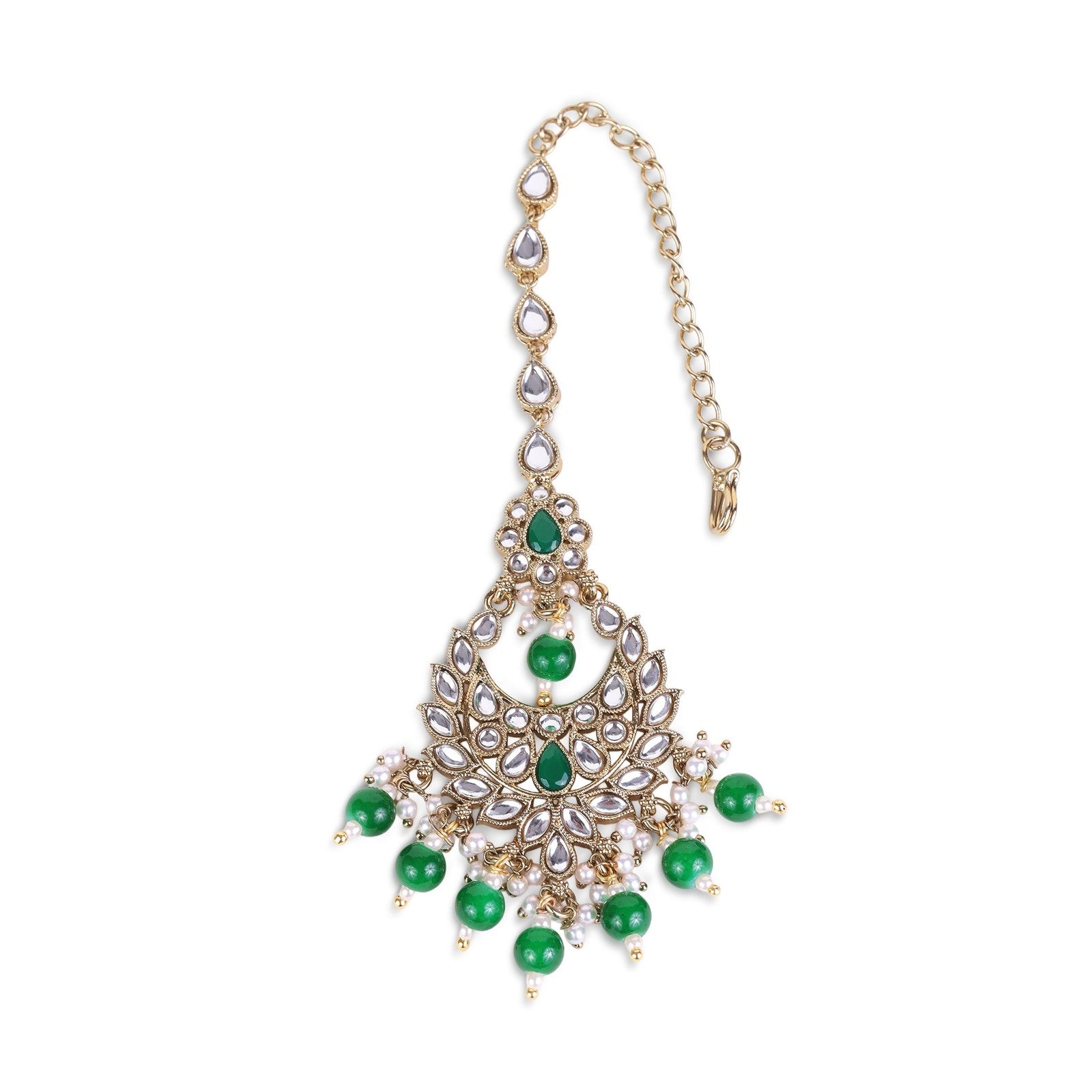 Green Kundan Zeenat Maang Tikka