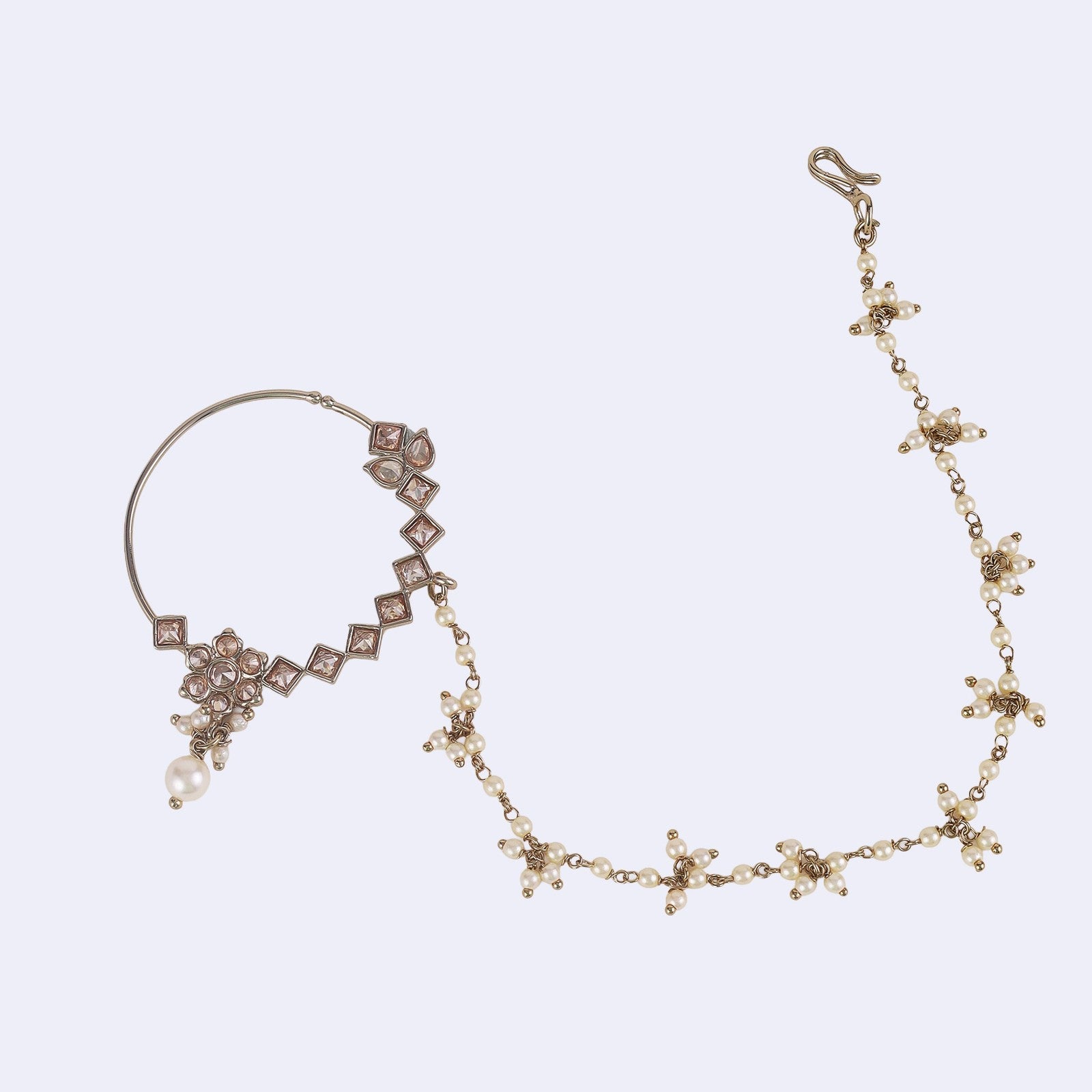 Brown Kundan Aura Nose Ring