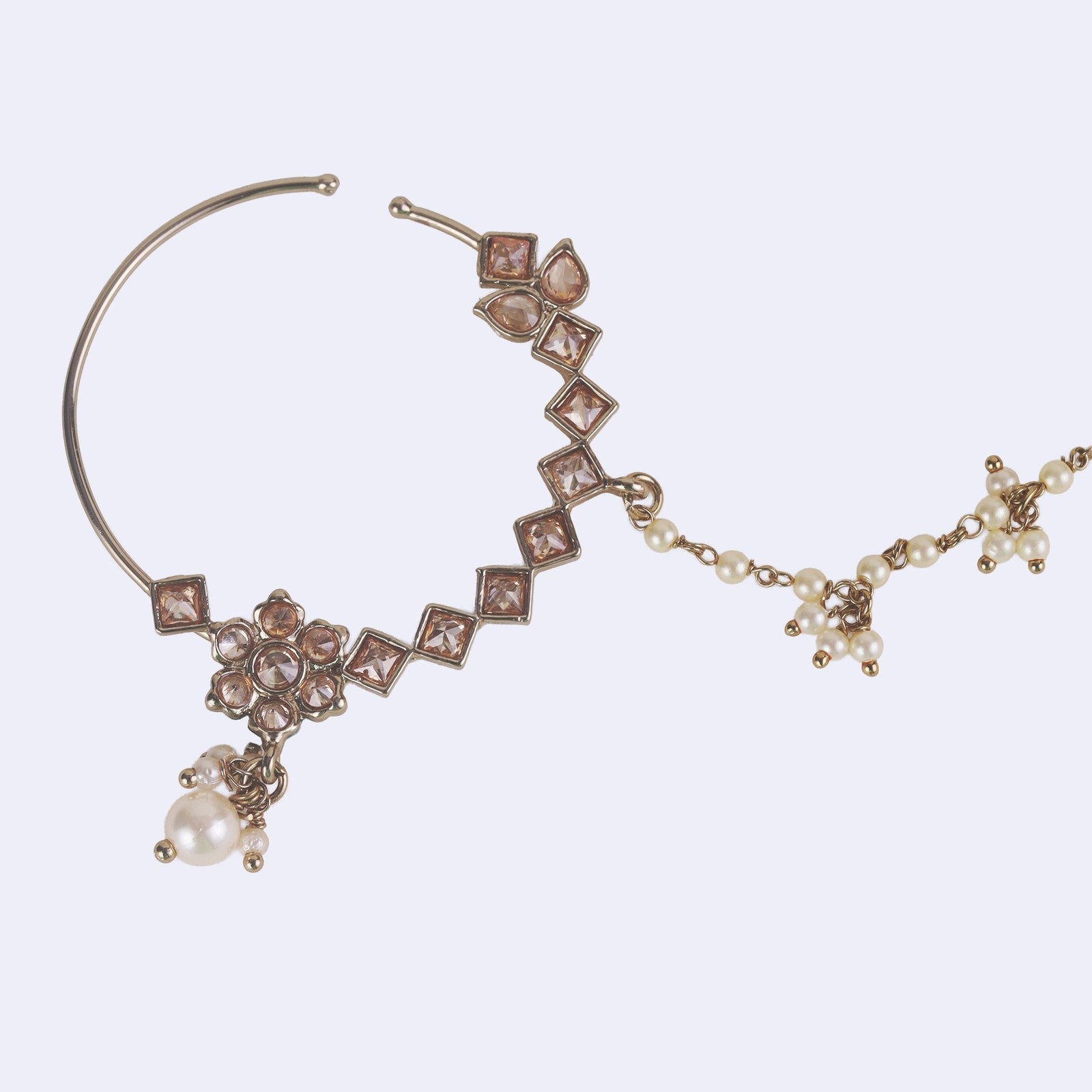 Brown Kundan Aura Nose Ring