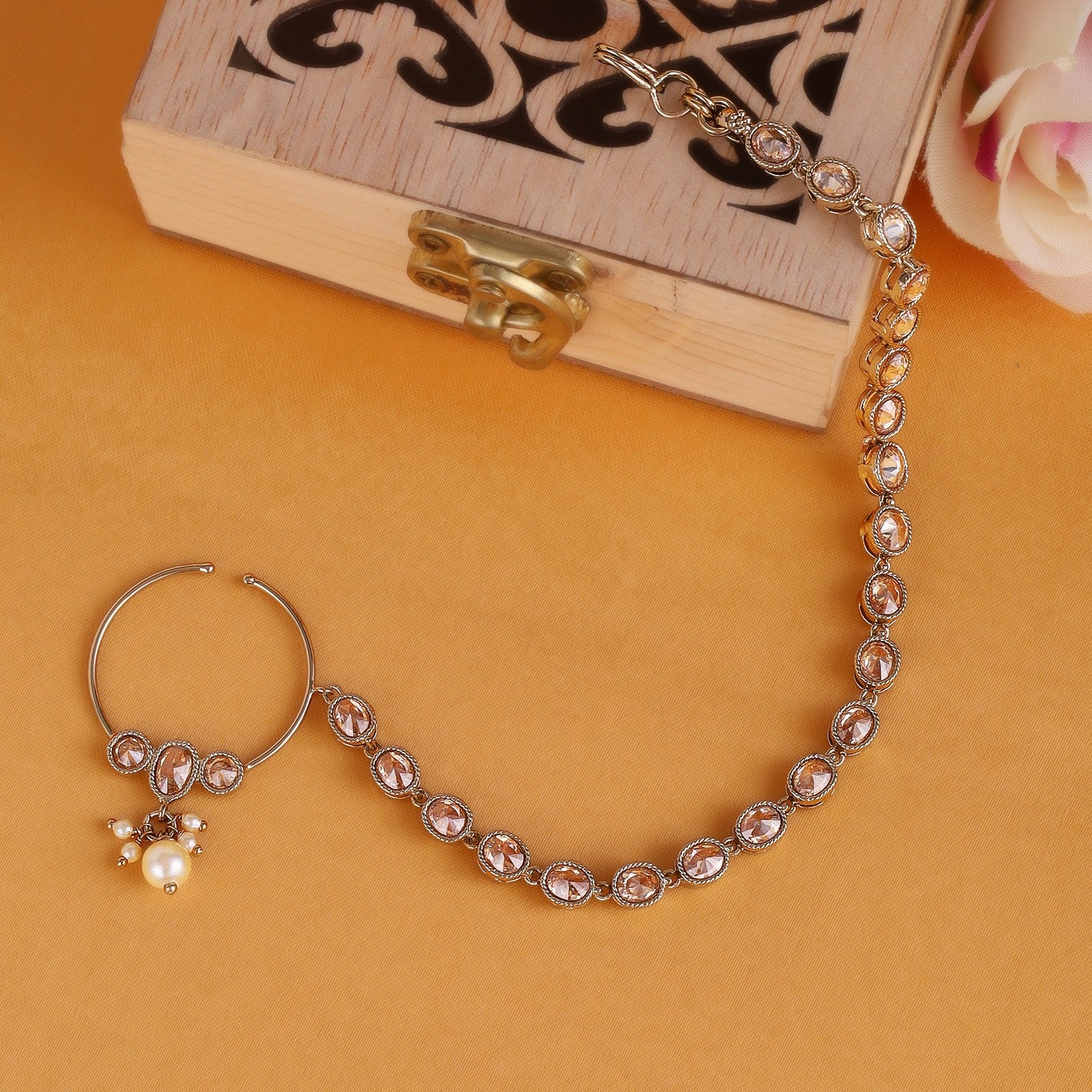 Brown Kundan Royale Nose Ring