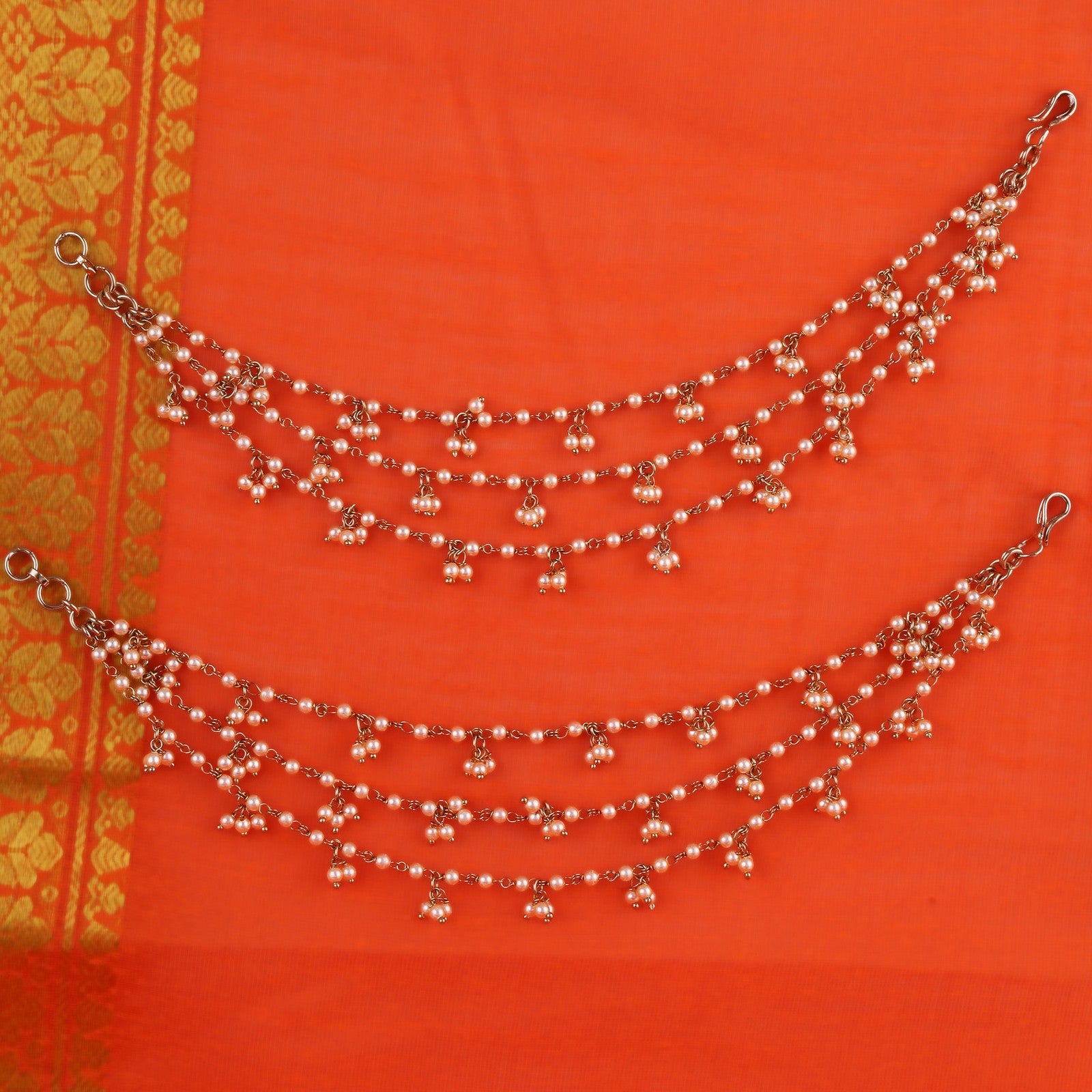 Gold Pearl Virasat Ear Chain