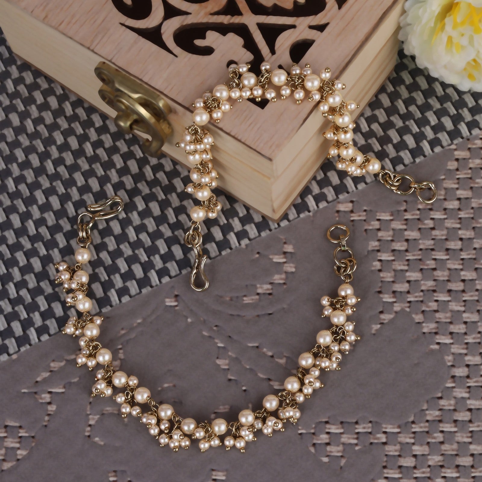 Gold Pearl Regal Ear Chain