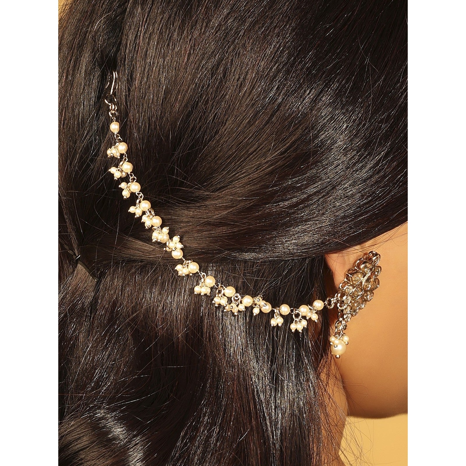 Gold Pearl Regal Ear Chain