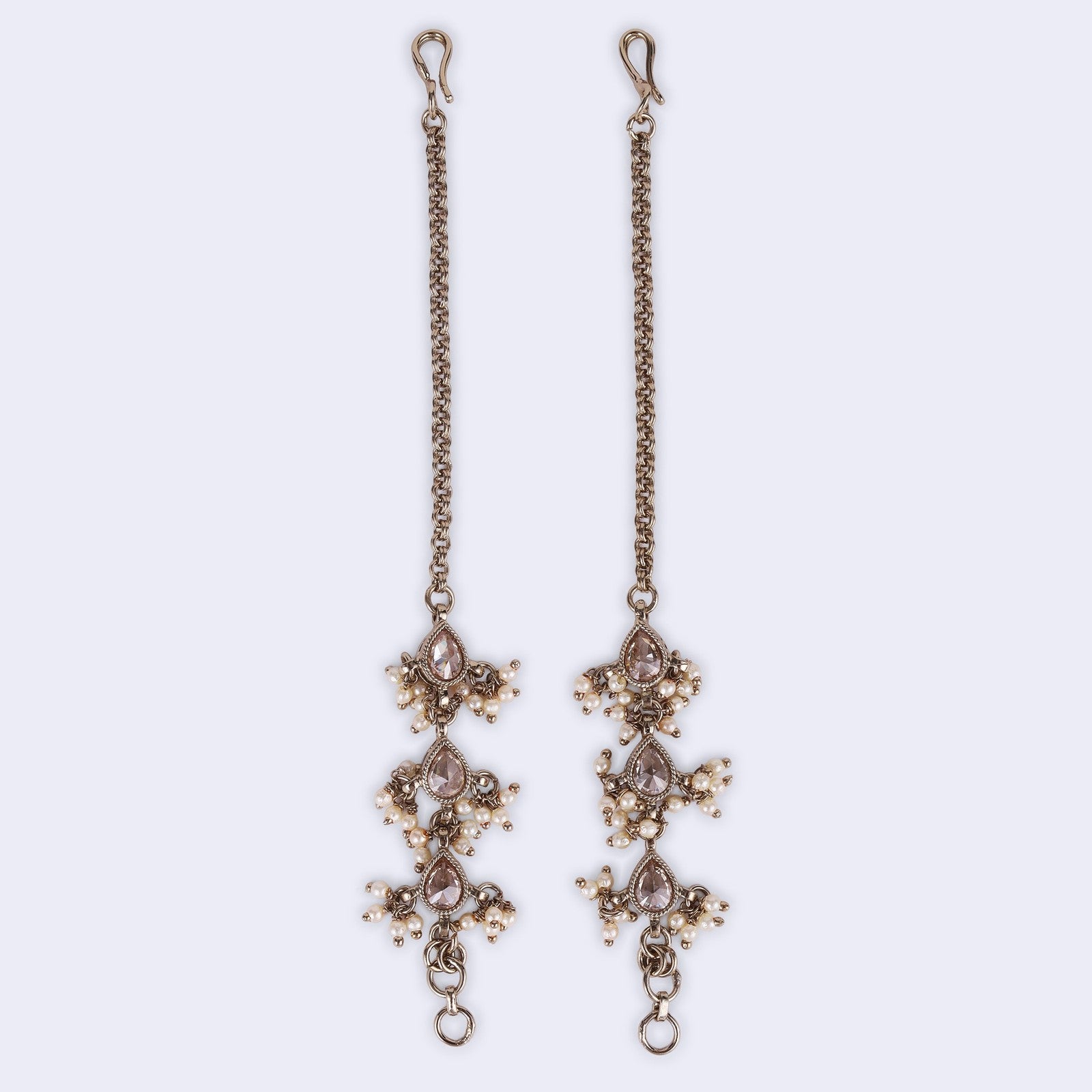 Brown Kundan Noor Ear Chain