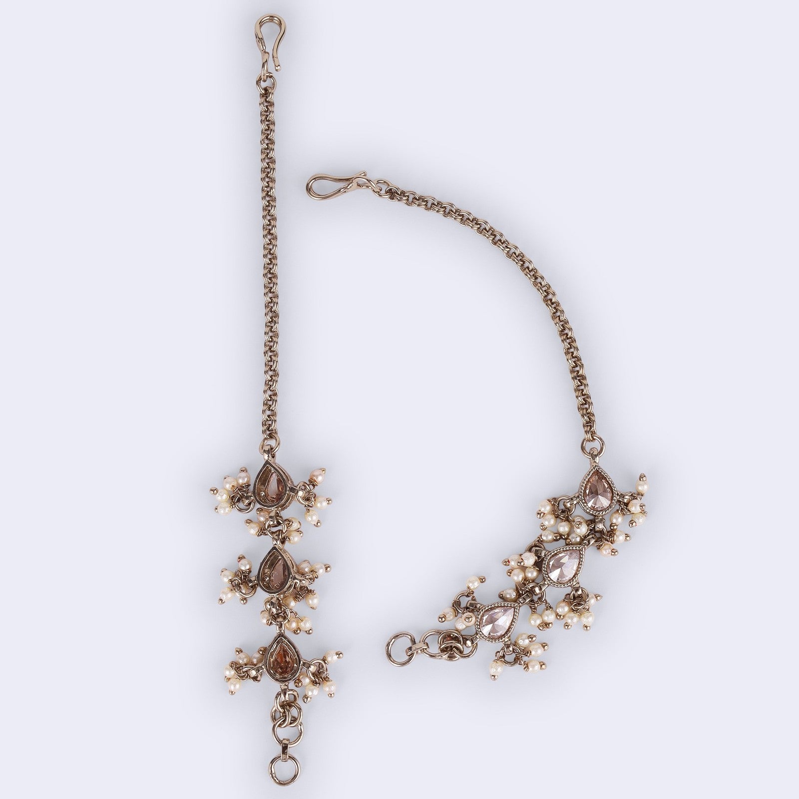 Brown Kundan Noor Ear Chain