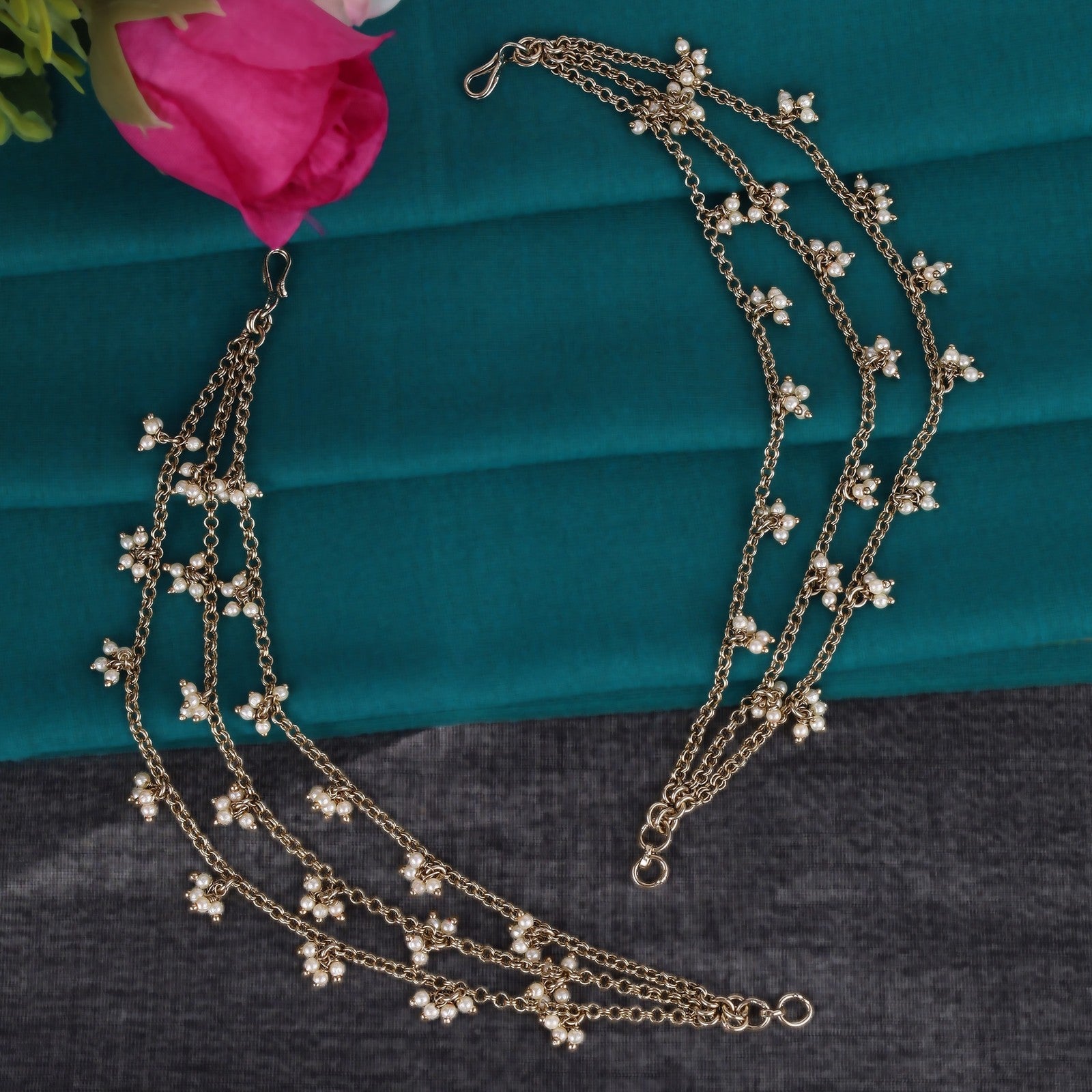 Gold Pearl Grace Ear Chain