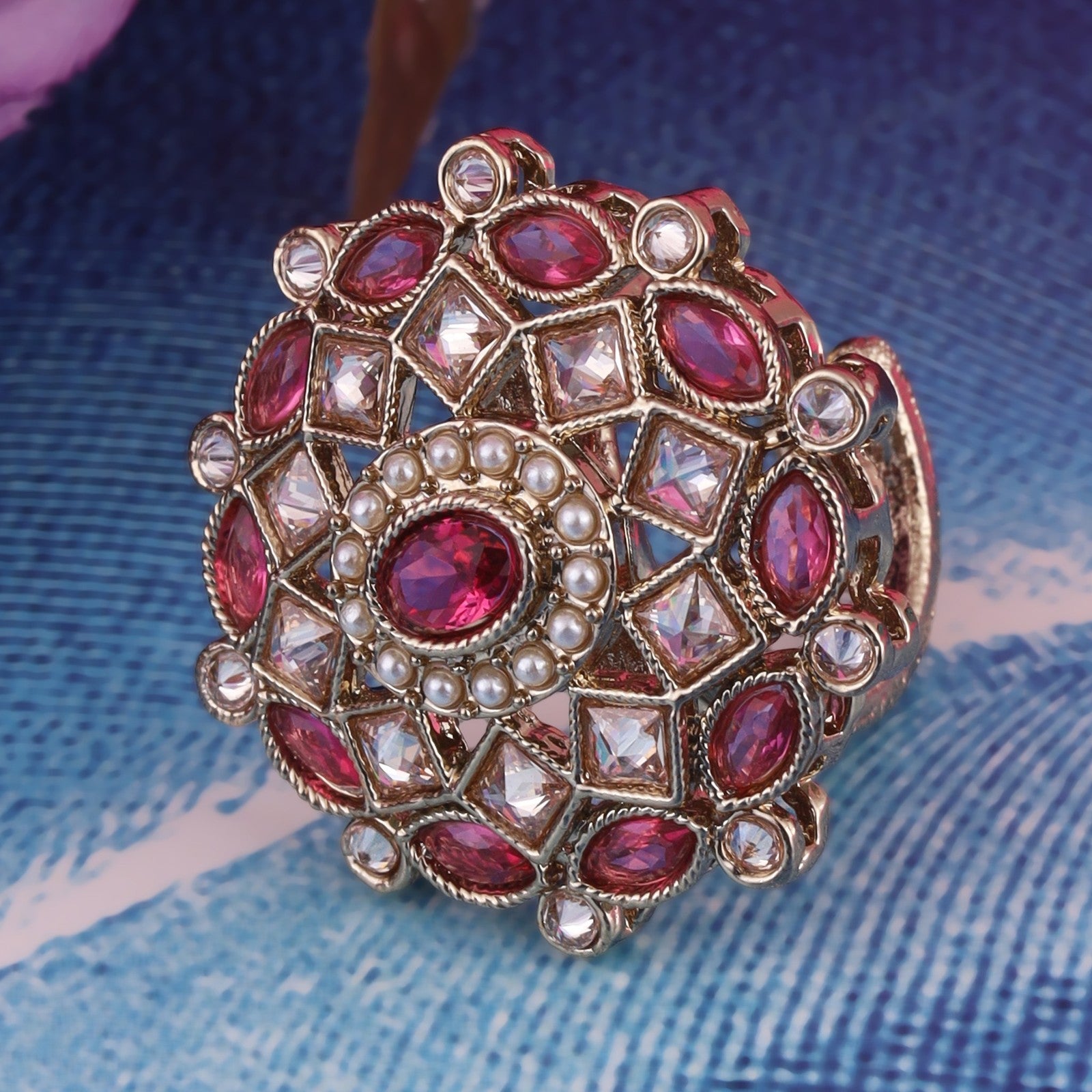 Multi Kundan Nazakat Ring