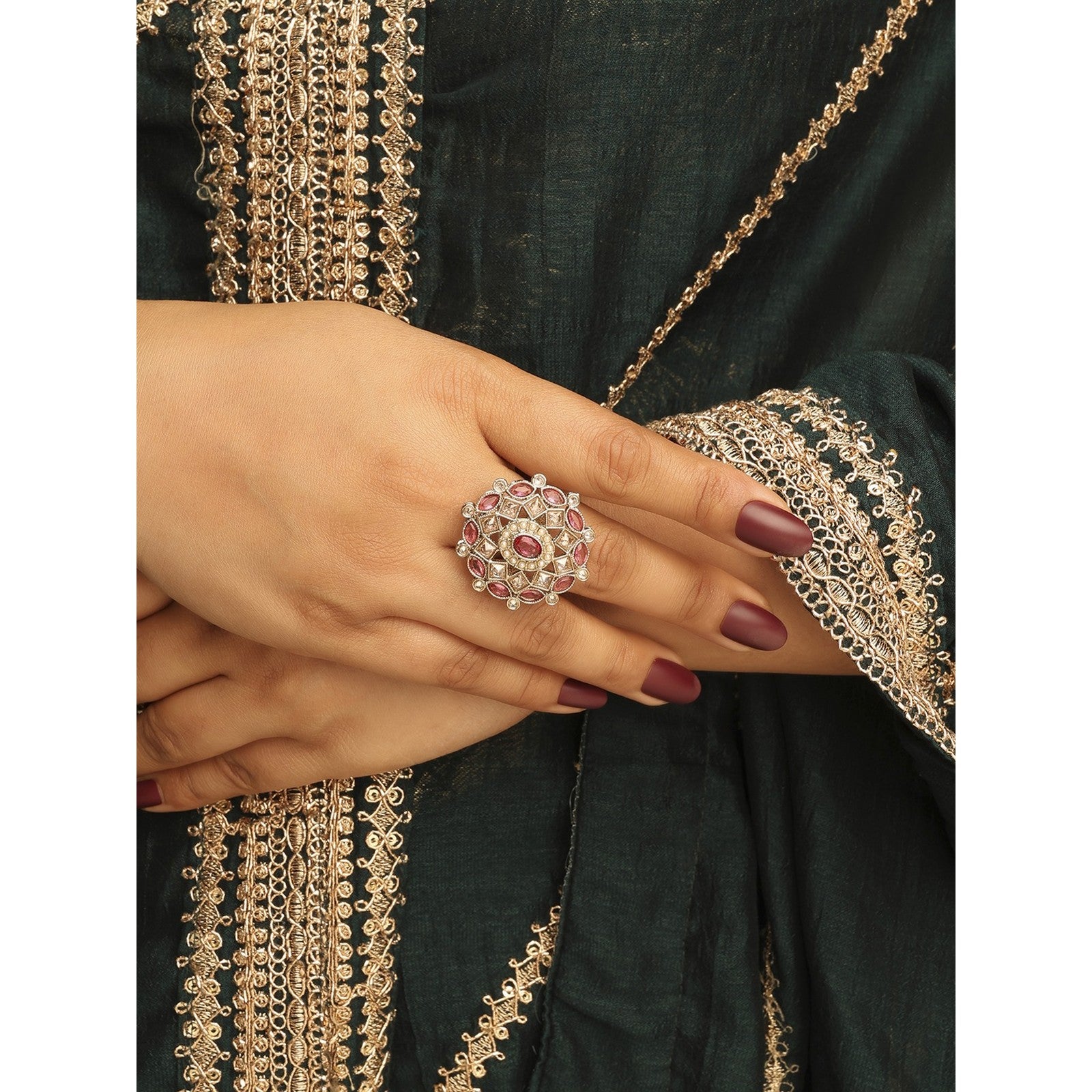 Multi Kundan Nazakat Ring