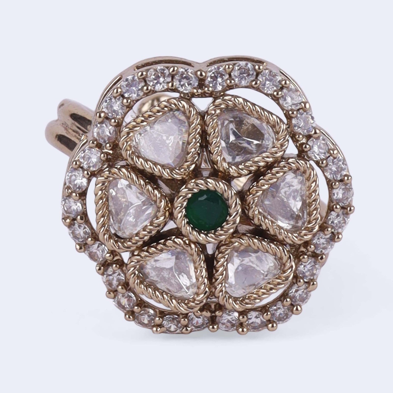 White Kundan Radiance Ring
