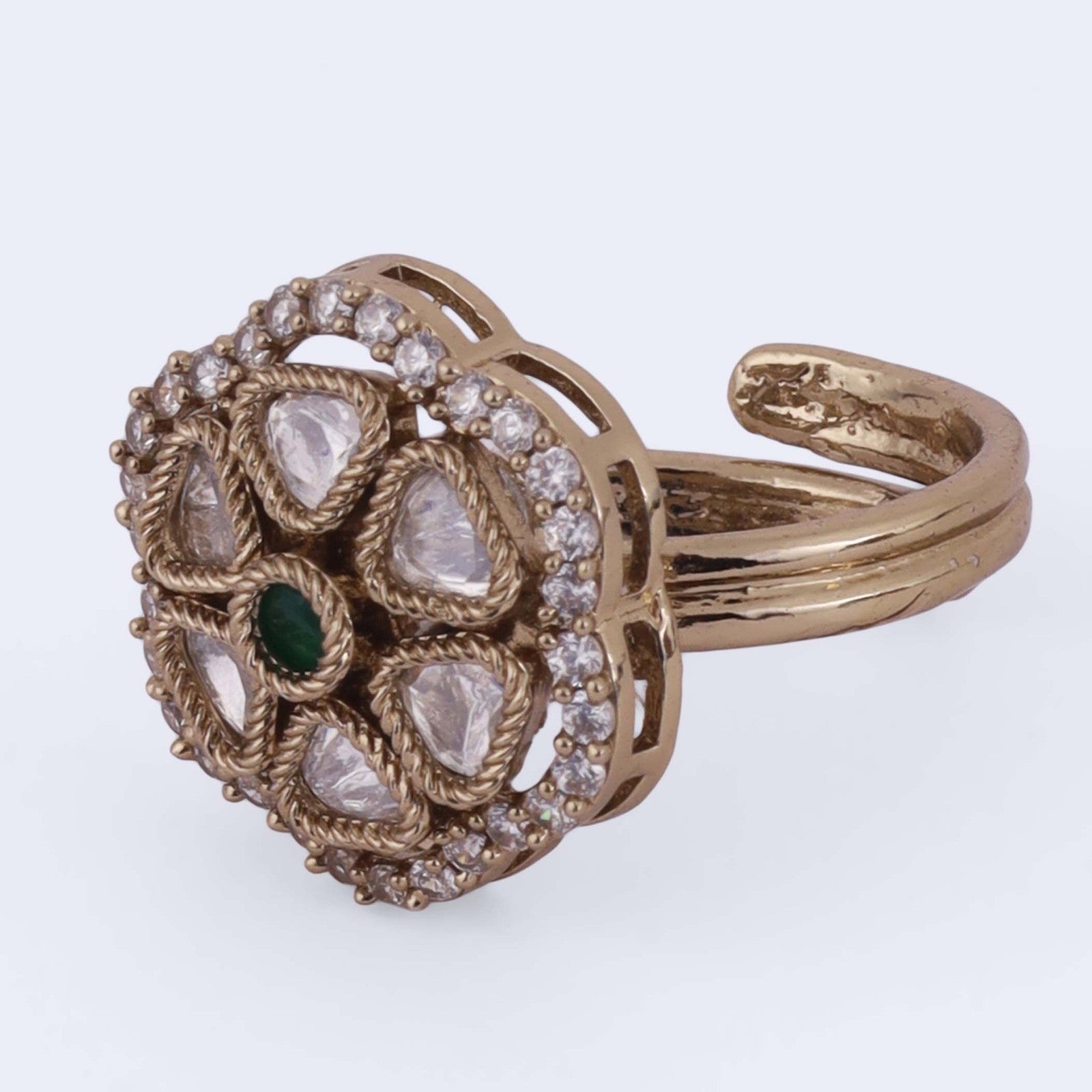 White Kundan Radiance Ring