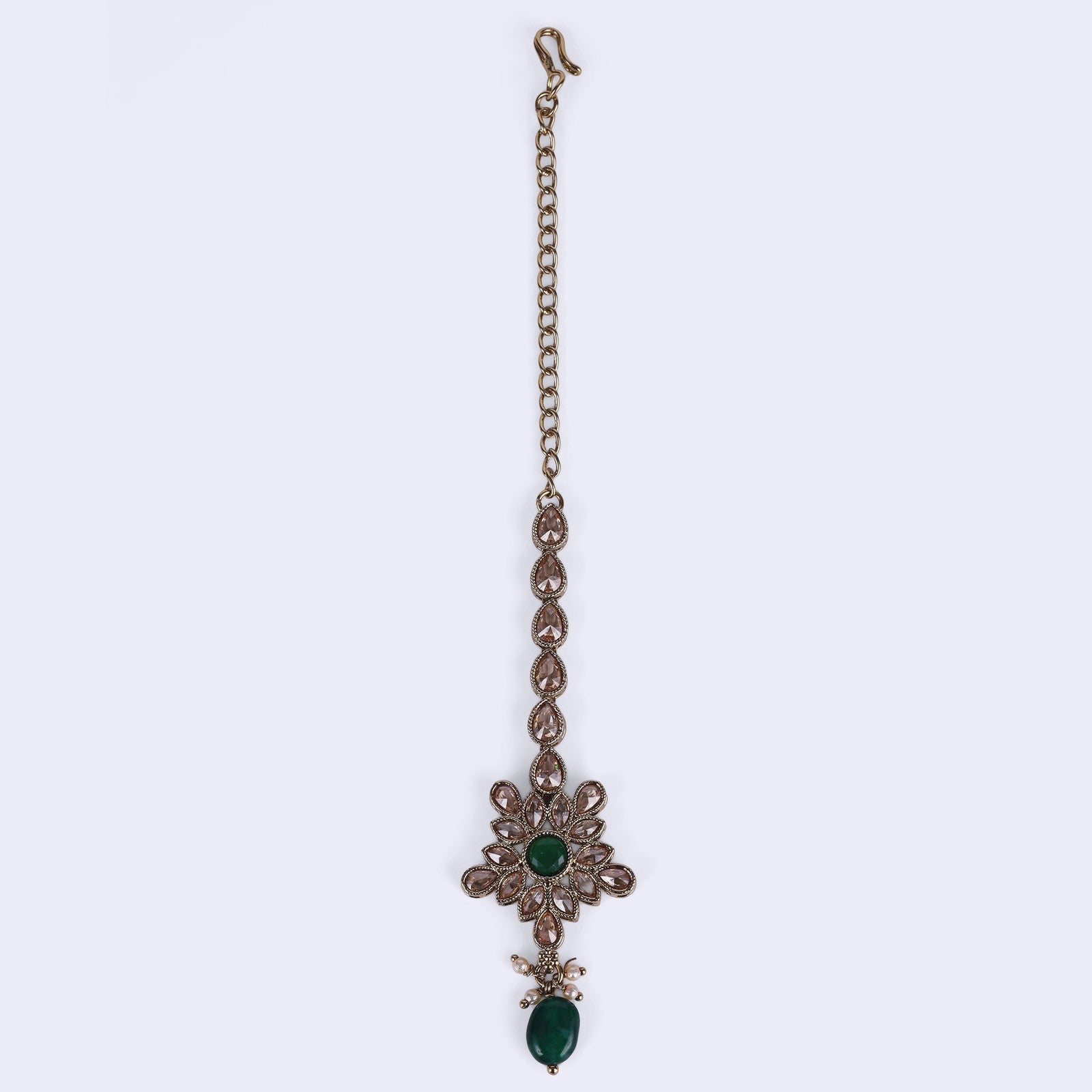 Green Kundan Adaa Maang Tikka