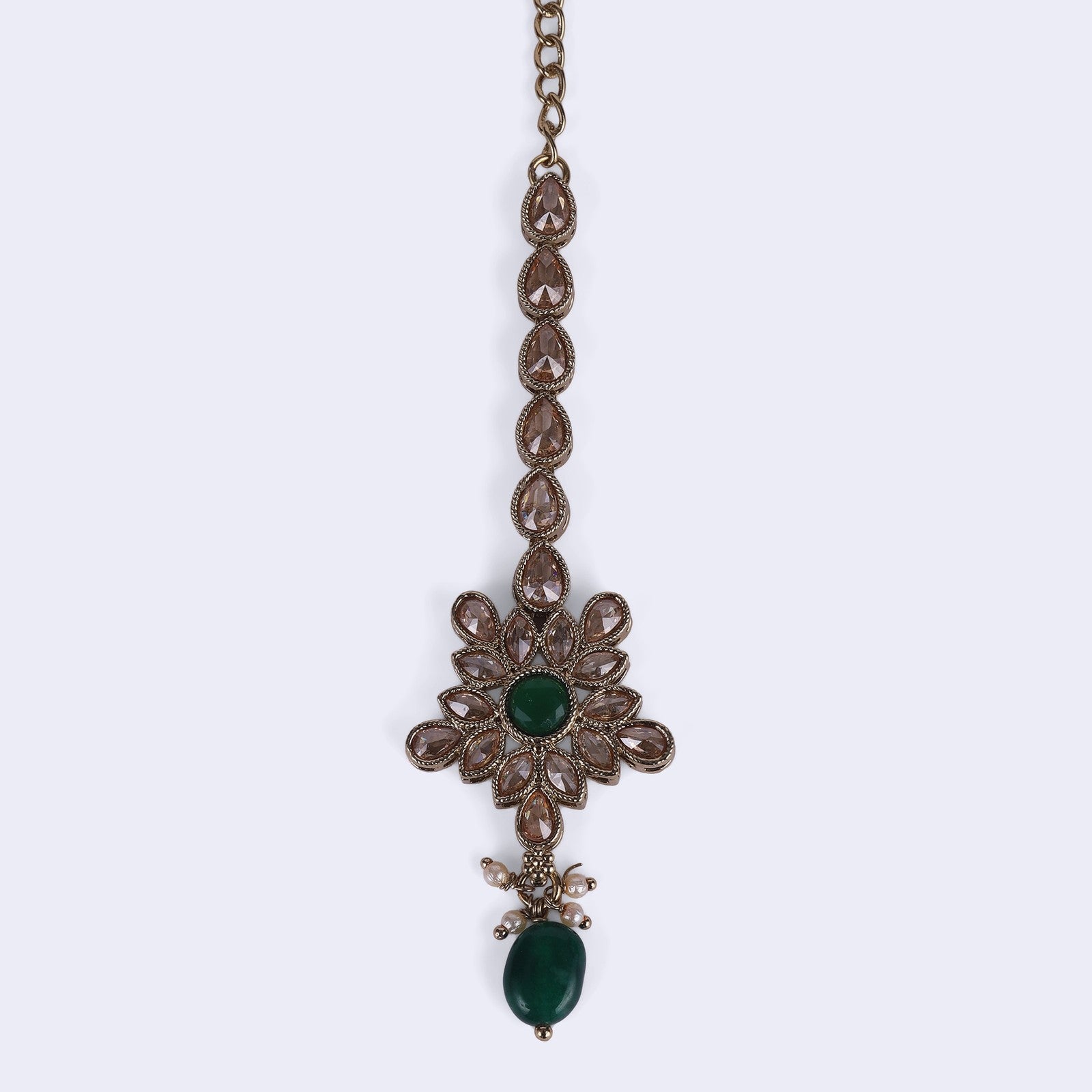 Green Kundan Adaa Maang Tikka