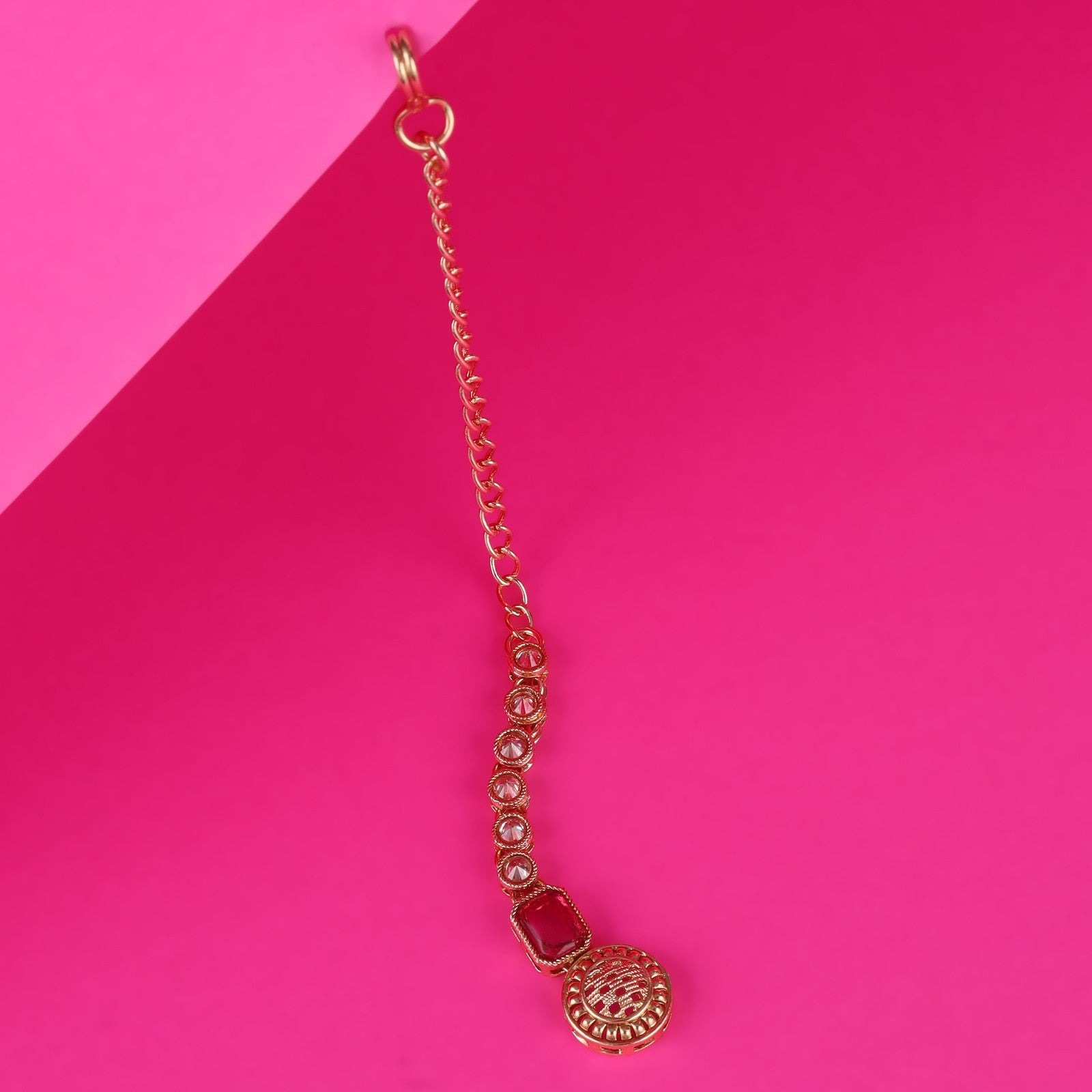 Gold Kundan Nazakat Maang Tikka