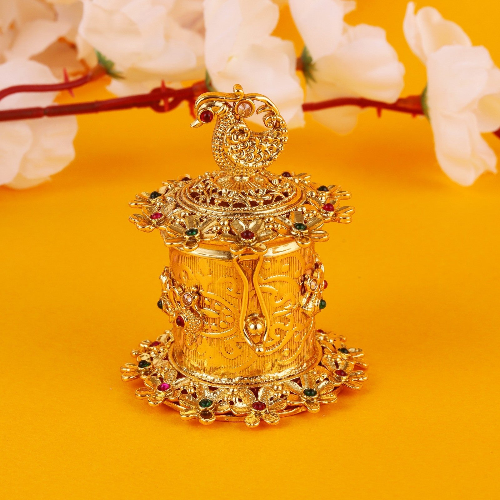 Gold Beaded Radiance Sindoor Box