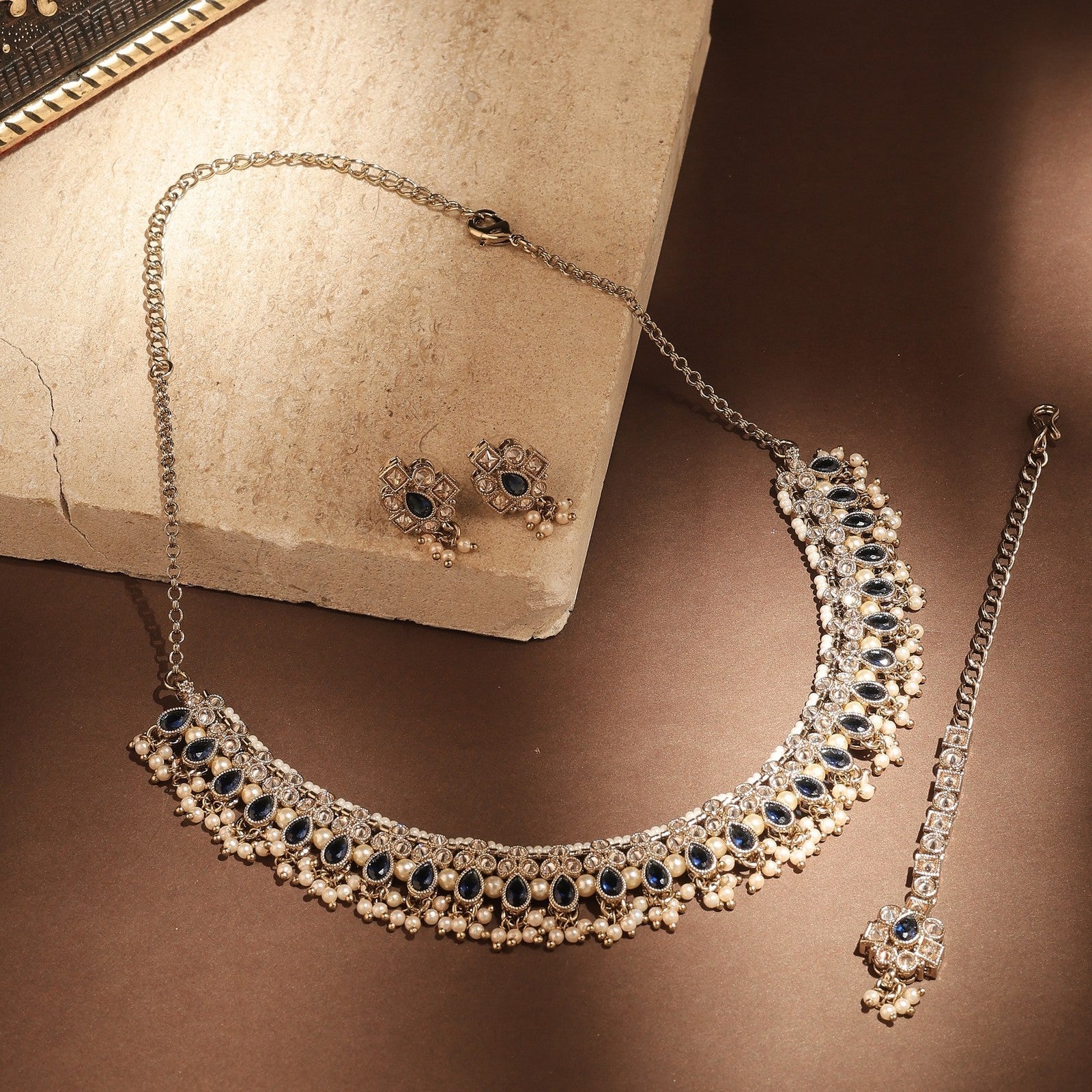 Blue Kundan Virasat Necklace Set