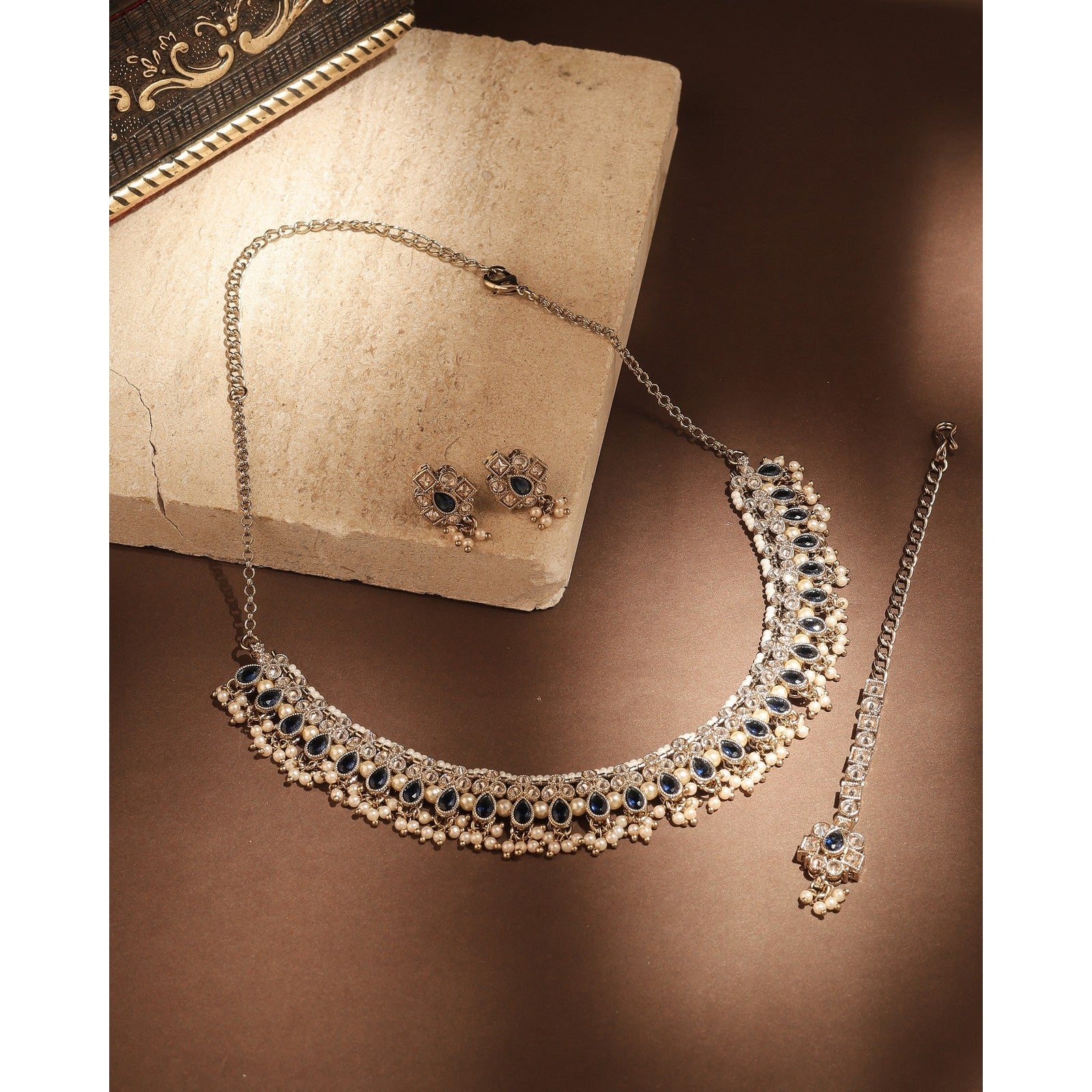 Blue Kundan Virasat Necklace Set