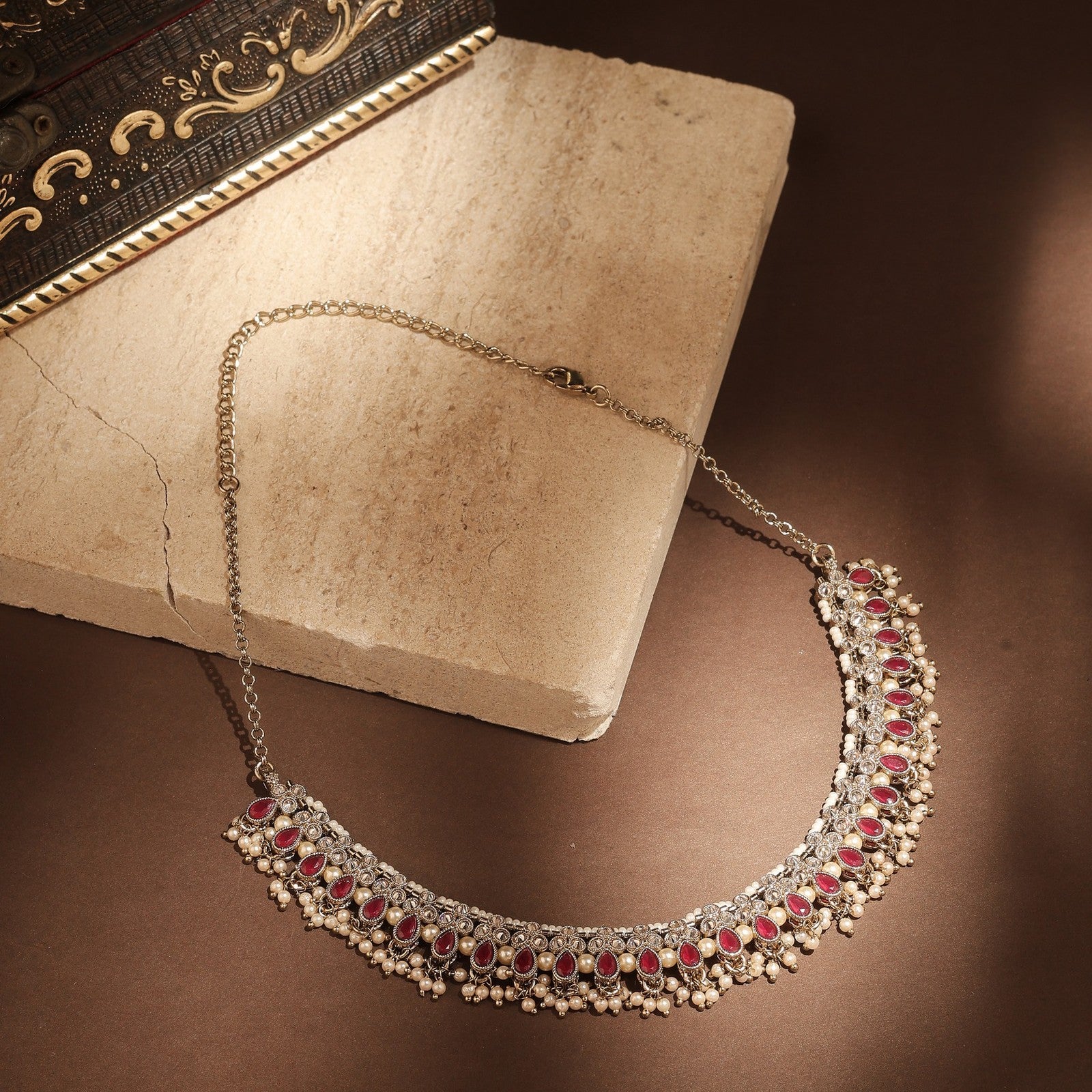 Red Kundan Shringar Necklace Set