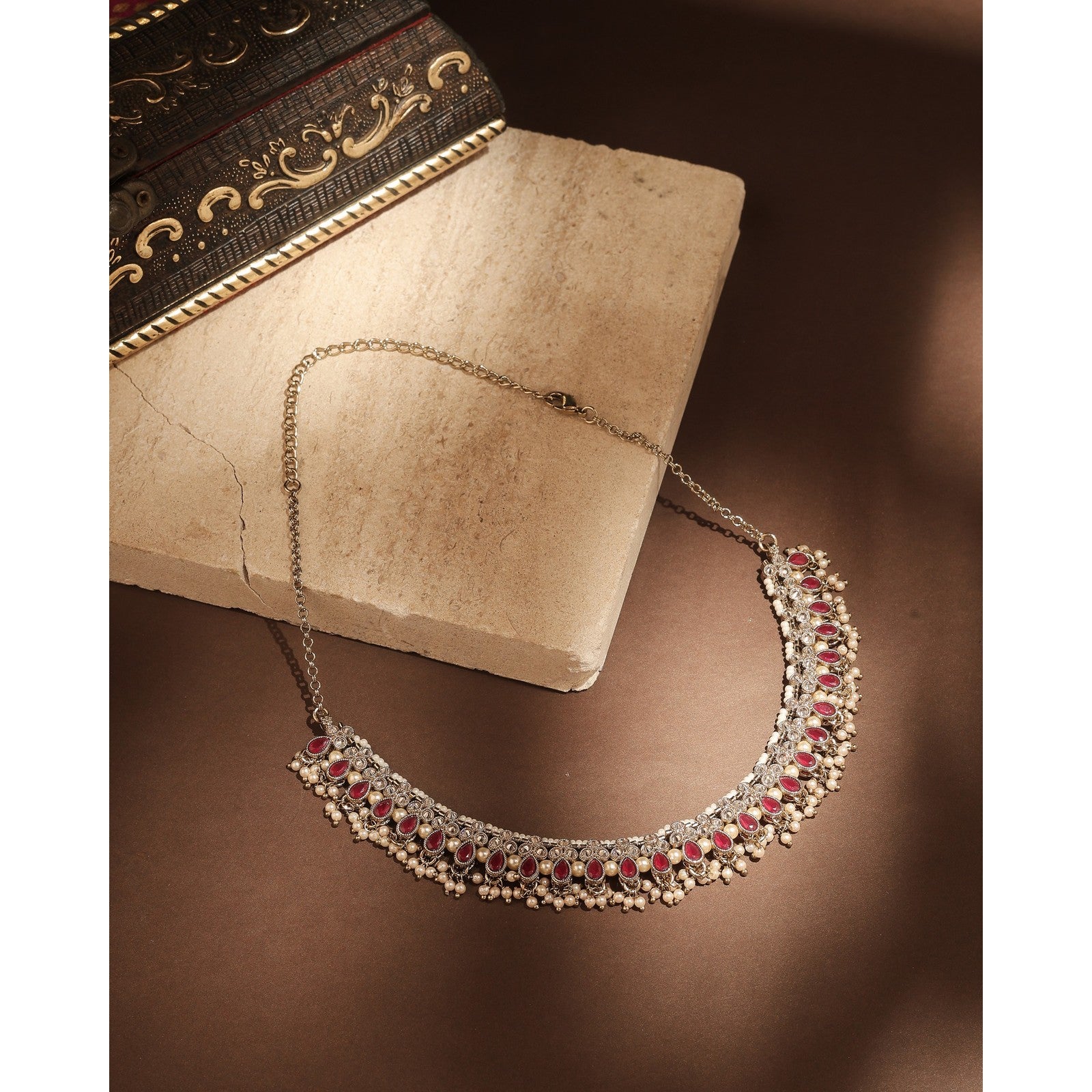 Red Kundan Shringar Necklace Set