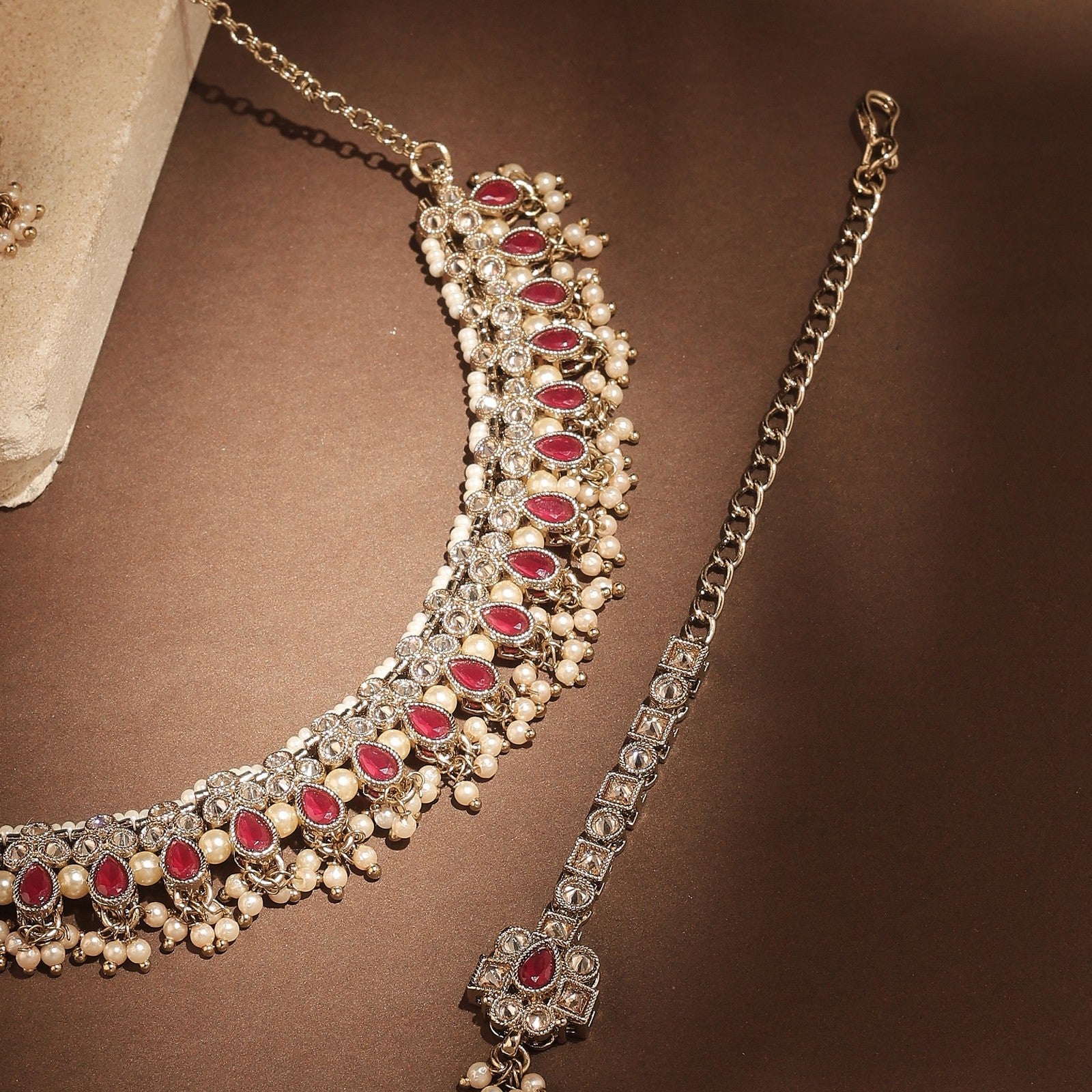 Red Kundan Shringar Necklace Set