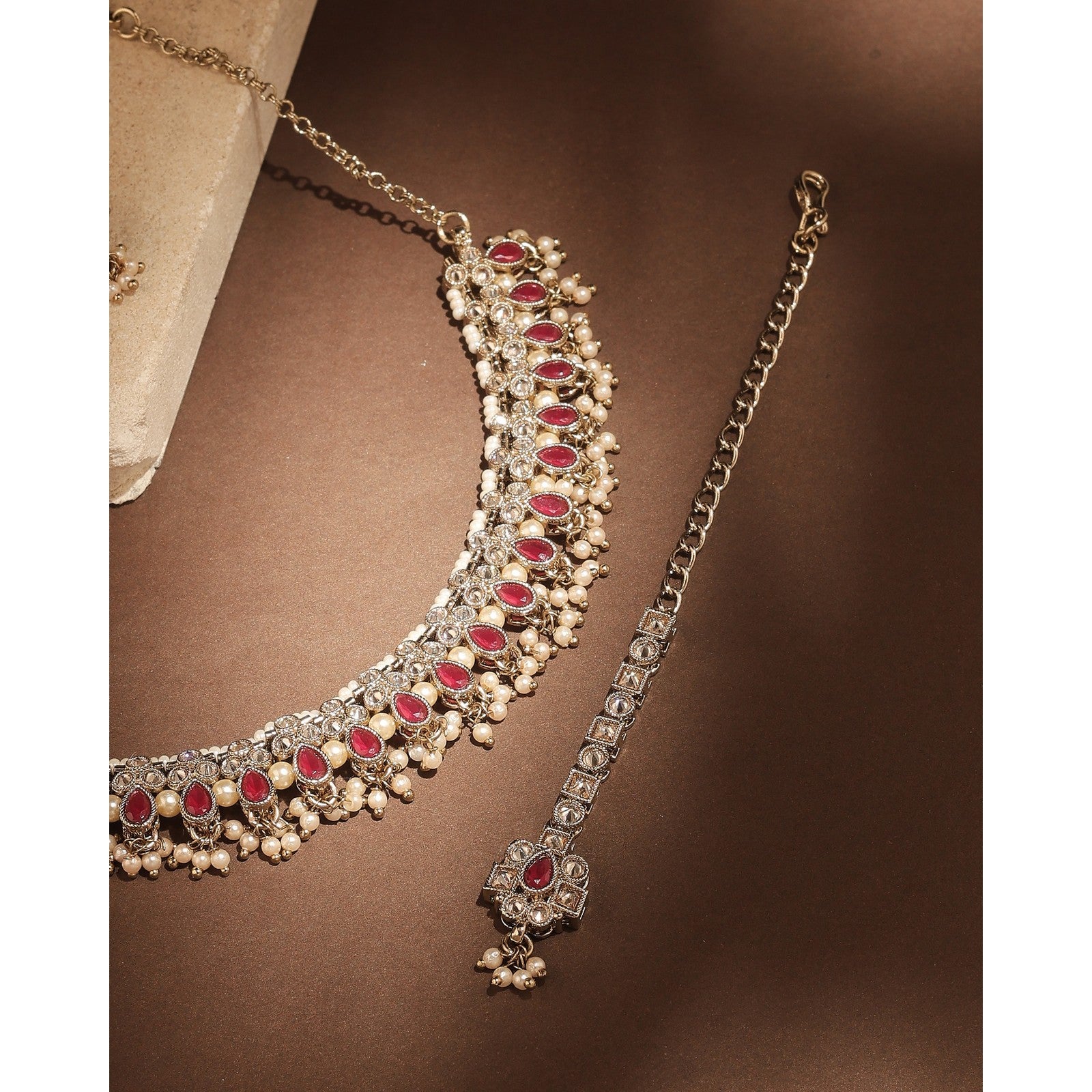 Red Kundan Shringar Necklace Set