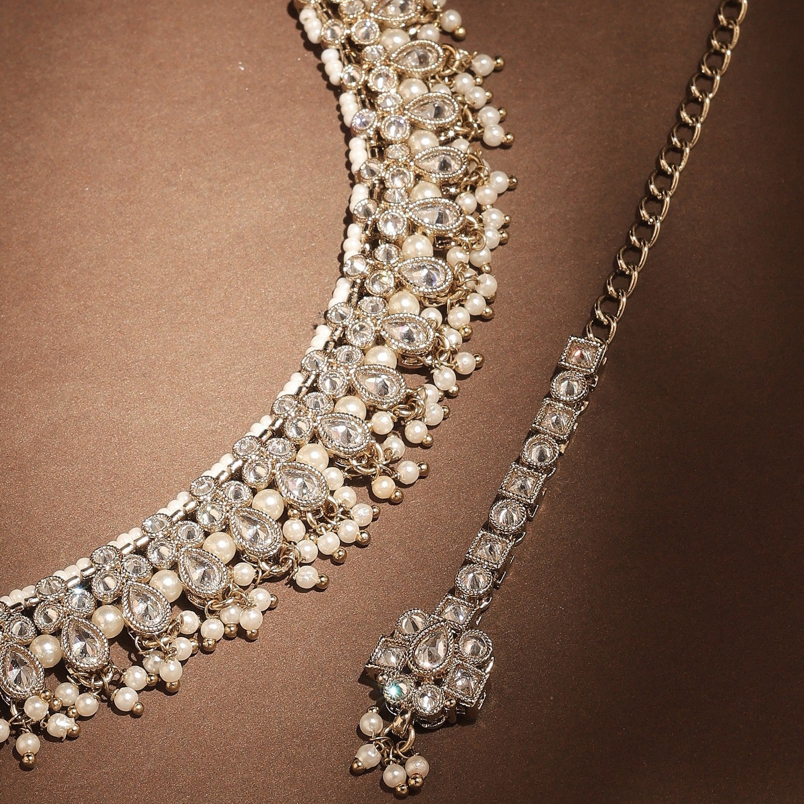 White Kundan Shringar Necklace Set