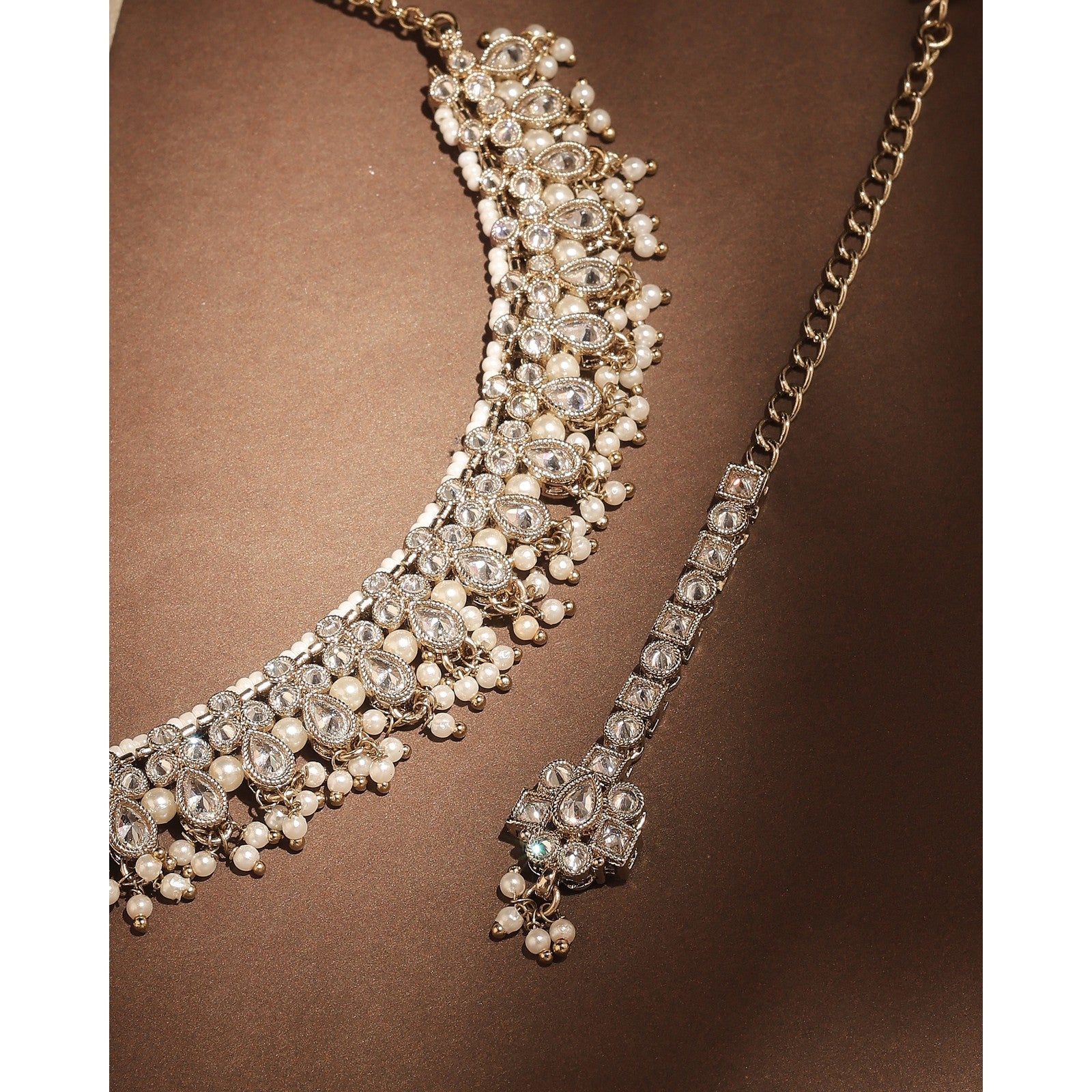 White Kundan Shringar Necklace Set