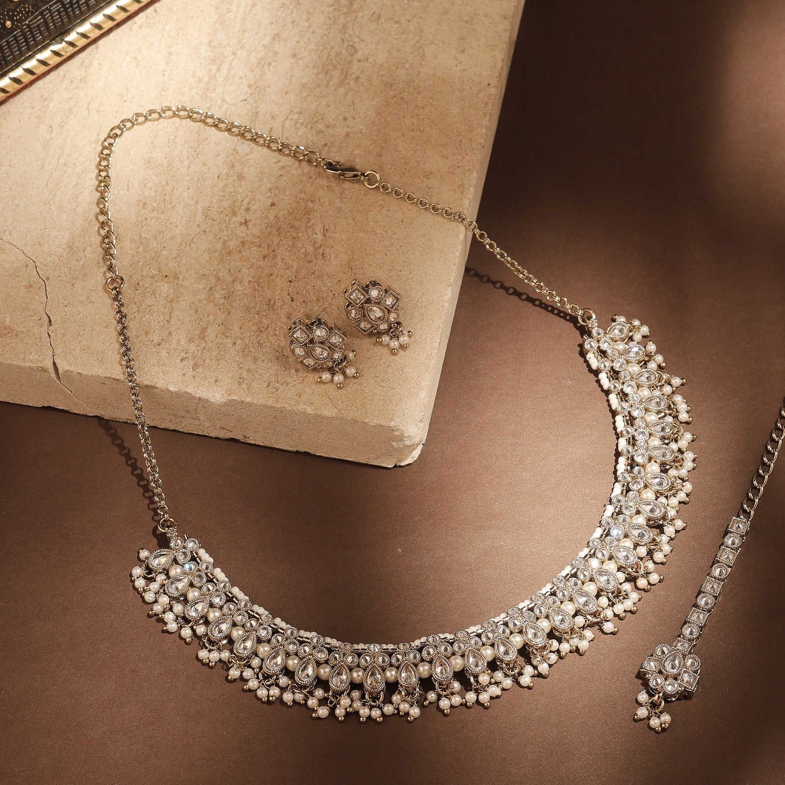 White Kundan Shringar Necklace Set