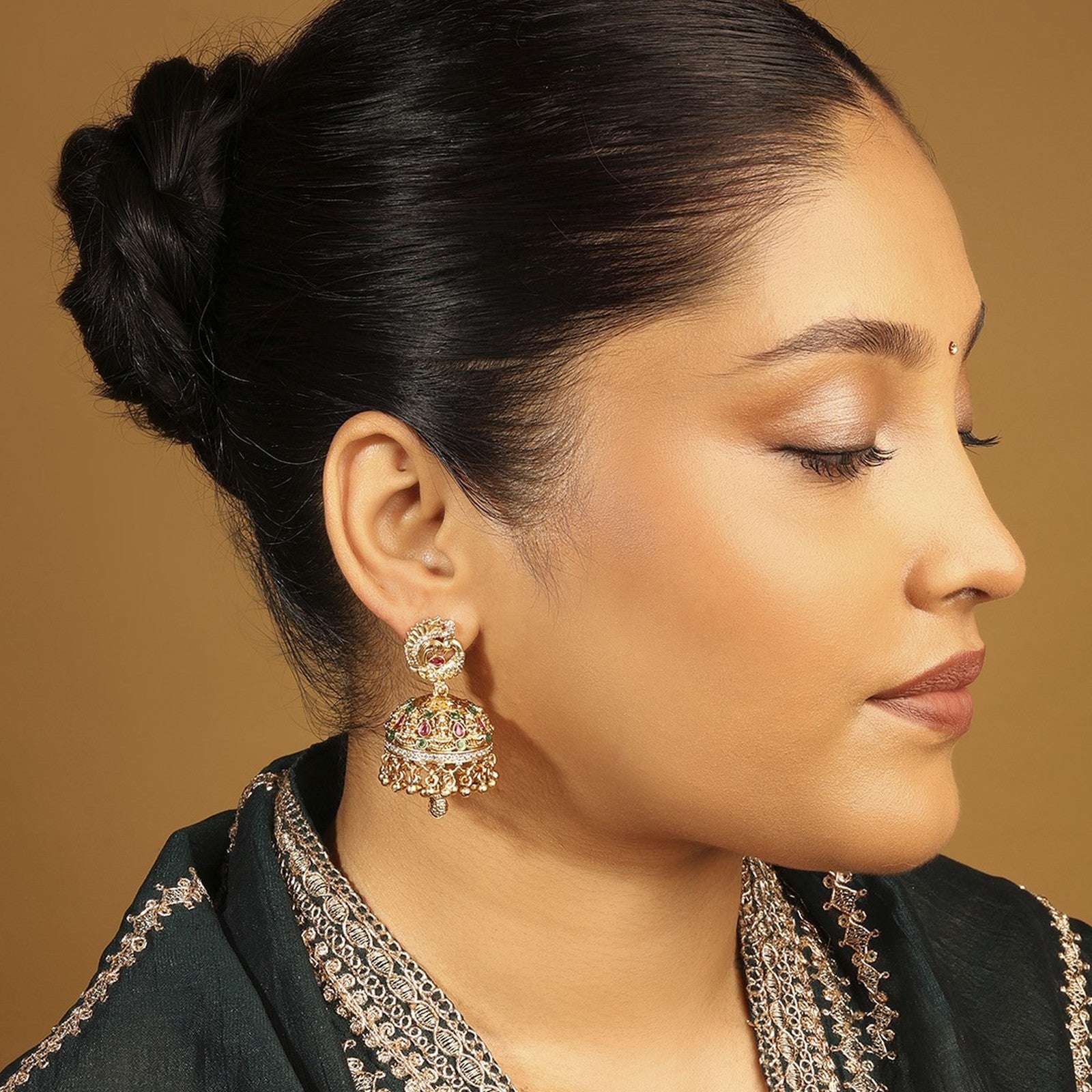 Multi Kundan Nazakat Jhumki Earrings